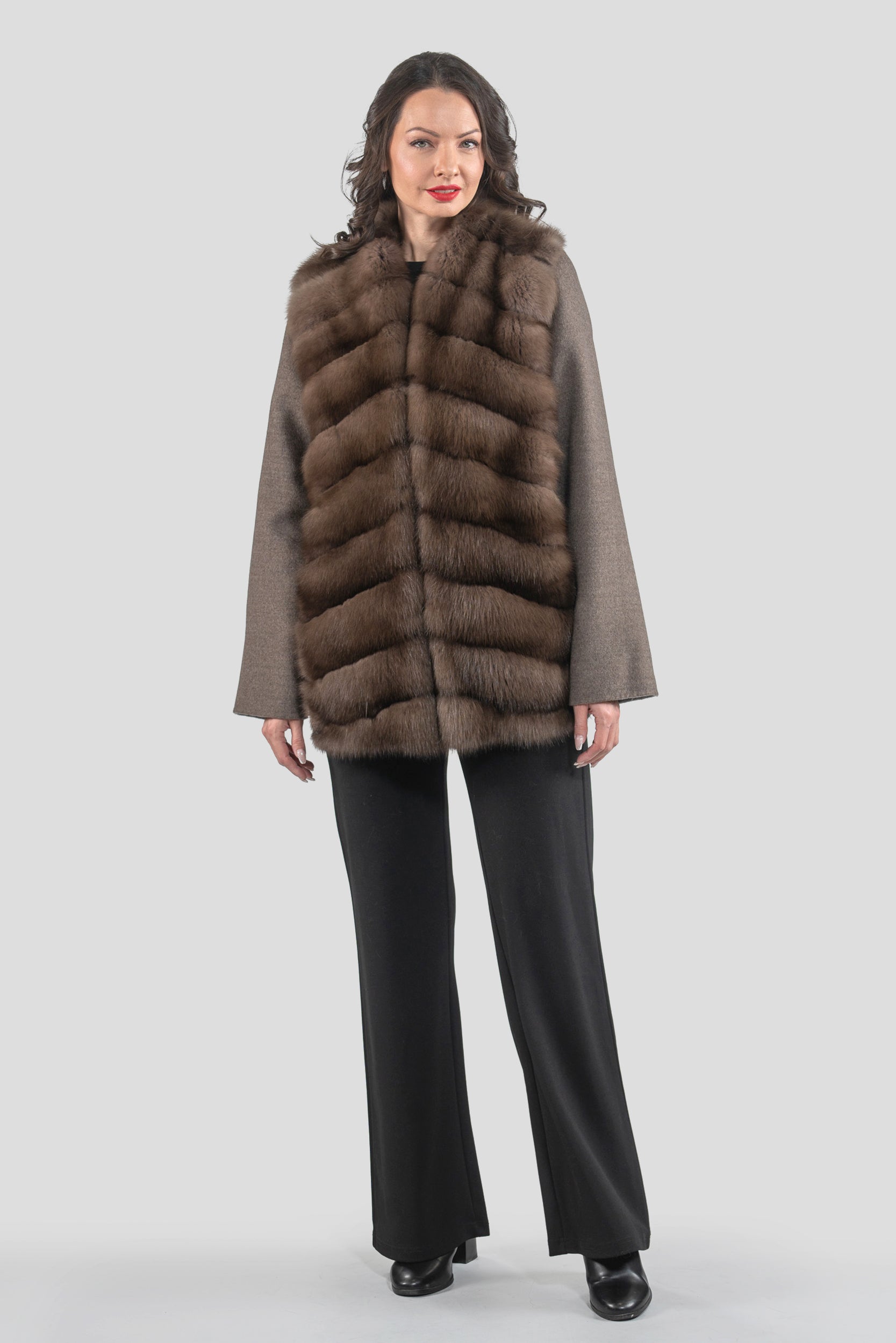 Brown Grey Cashmere Jacket with Baumarten Trim