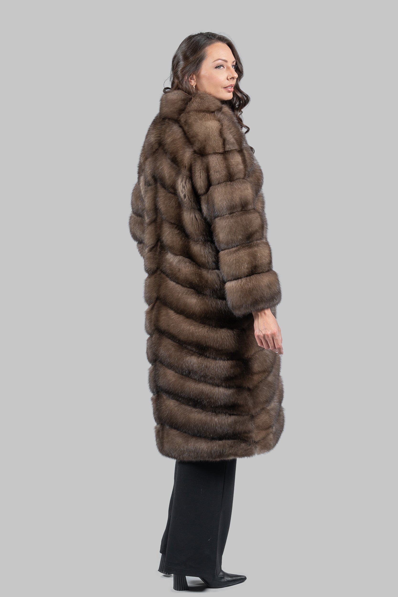 Platino Russian Sable Long Coat with Smoking Collar