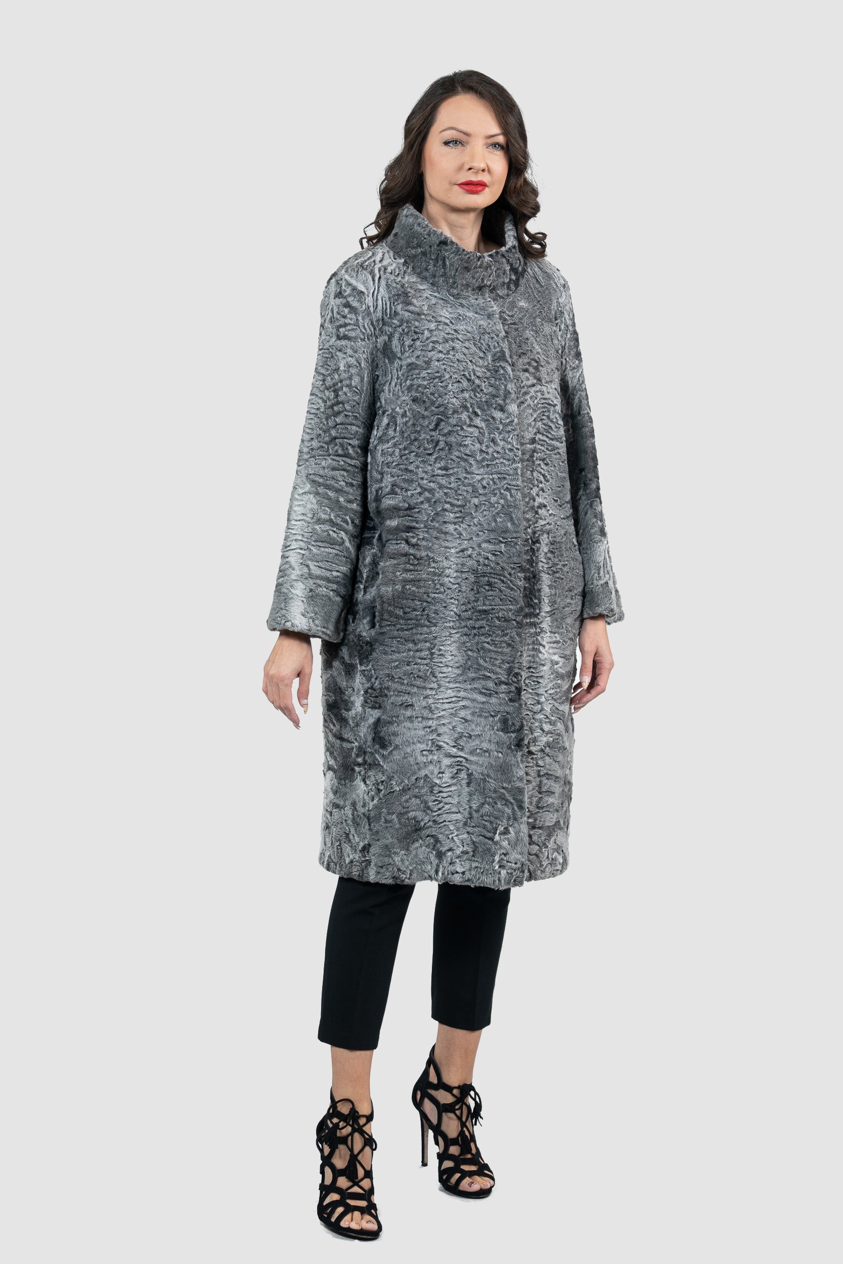 Grey Swakara Half Coat