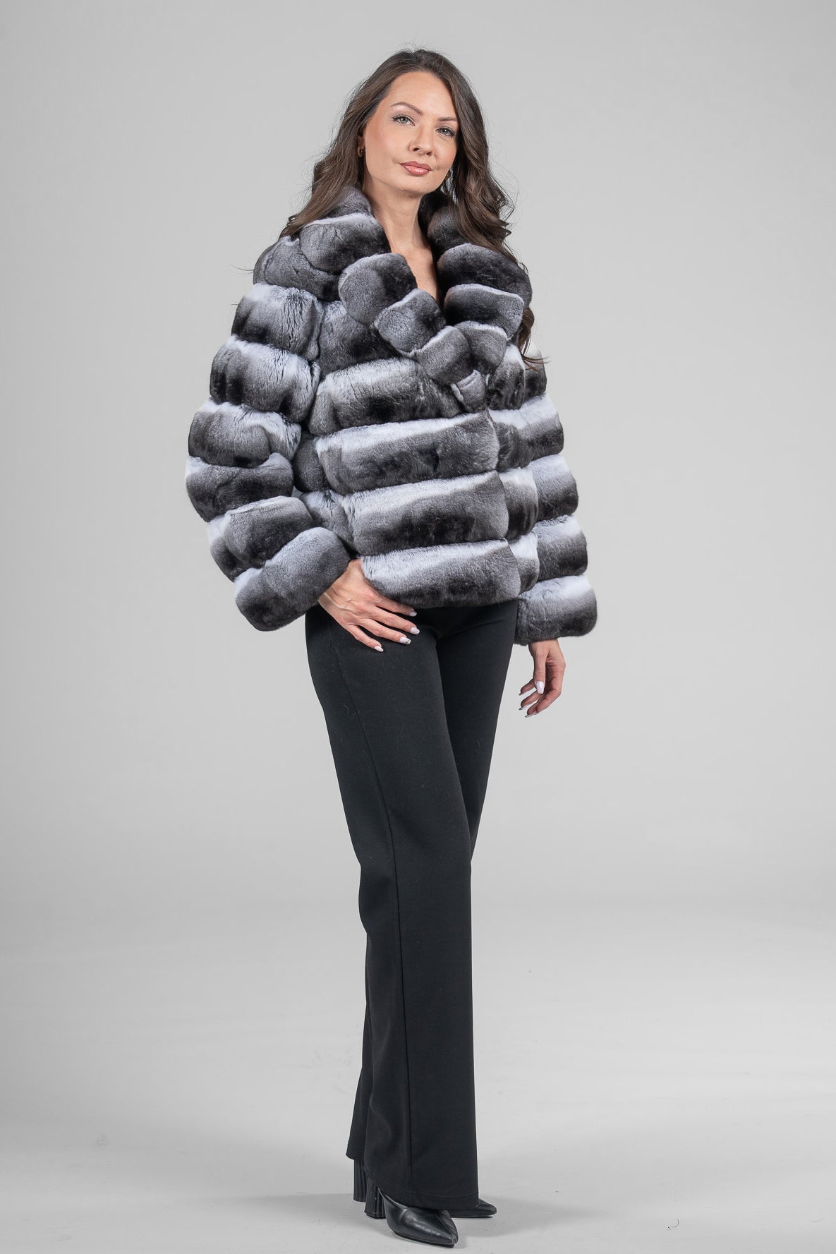 Chinchilla Jacket with Notch Collar