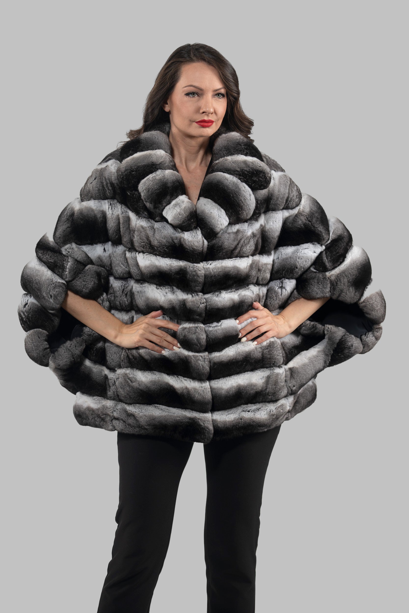 Chinchilla Cape with Notch Collar