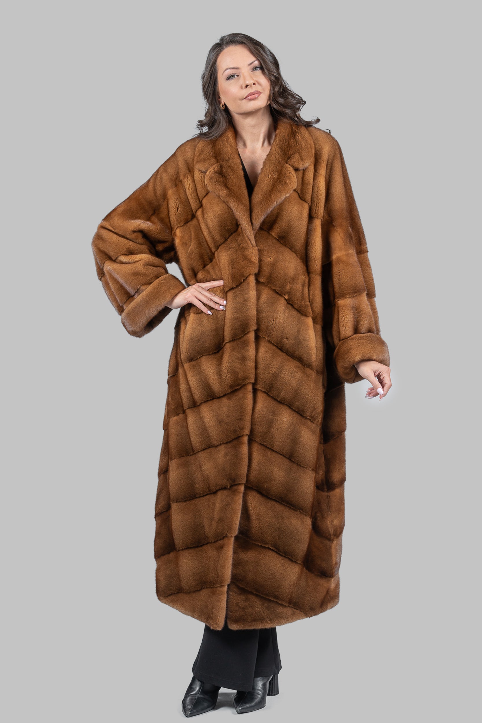 Gold Mink Coat with Notch Collar