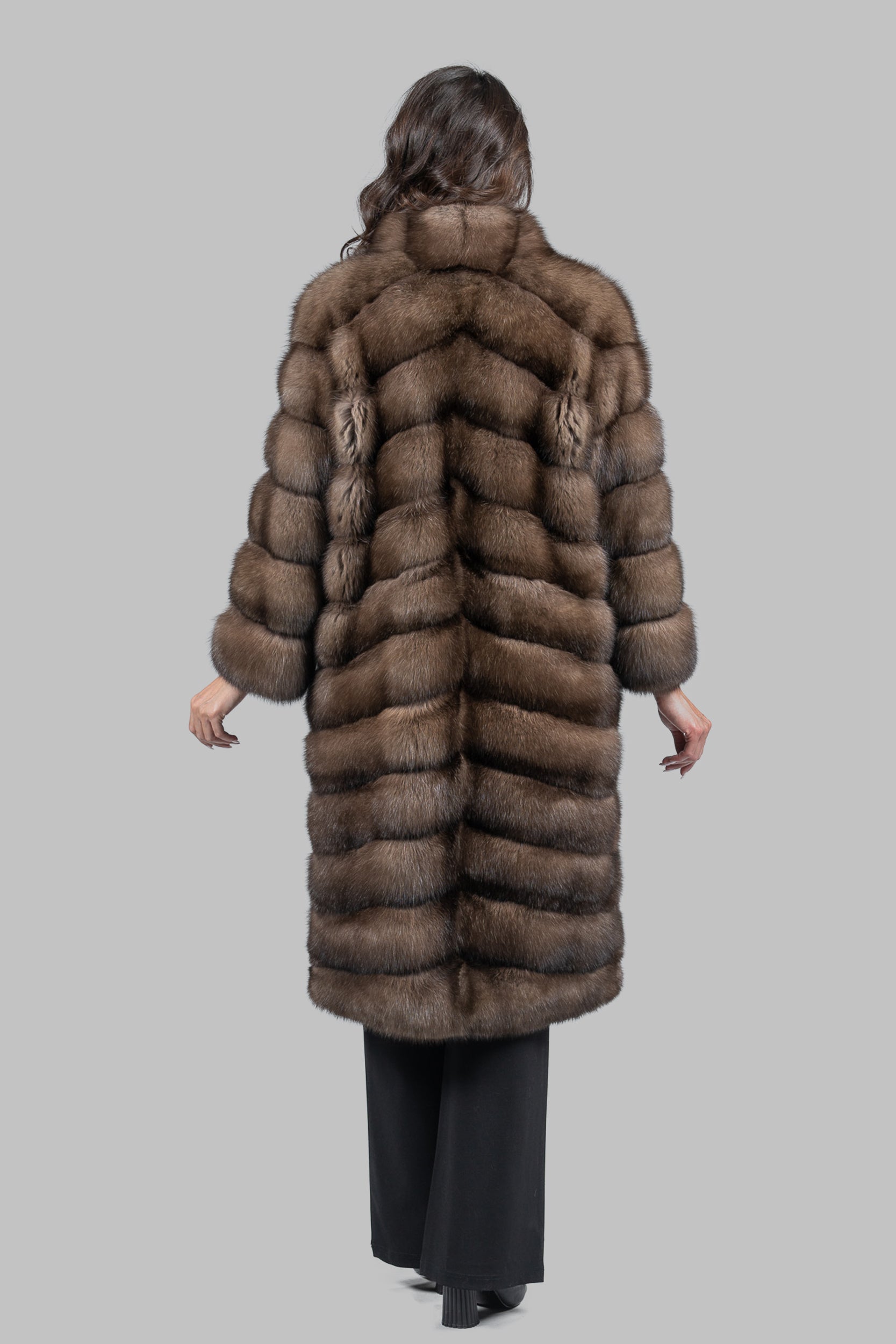 Platino Russian Sable Long Coat with Smoking Collar