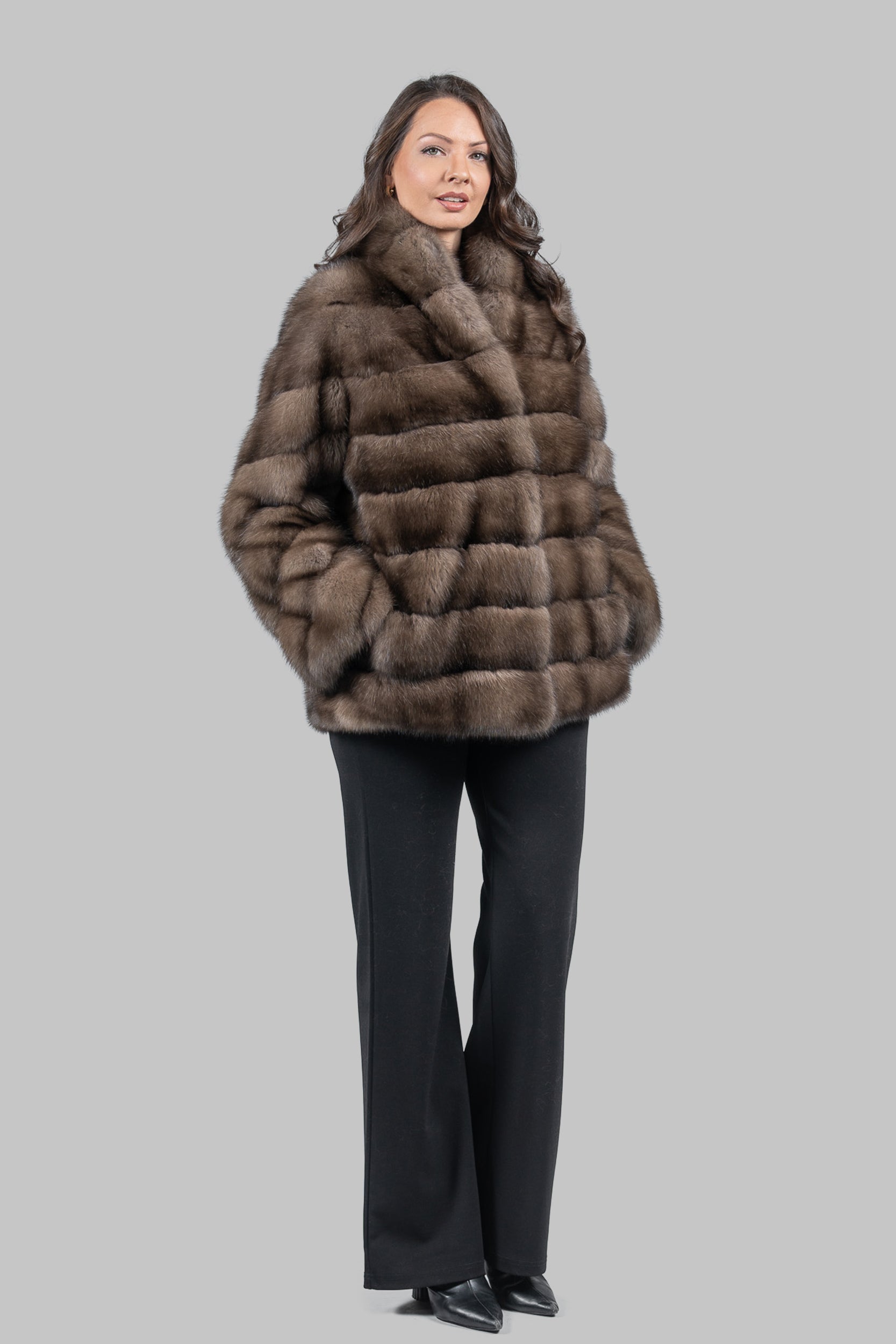 Platino Sable Jacket with Smoking Collar