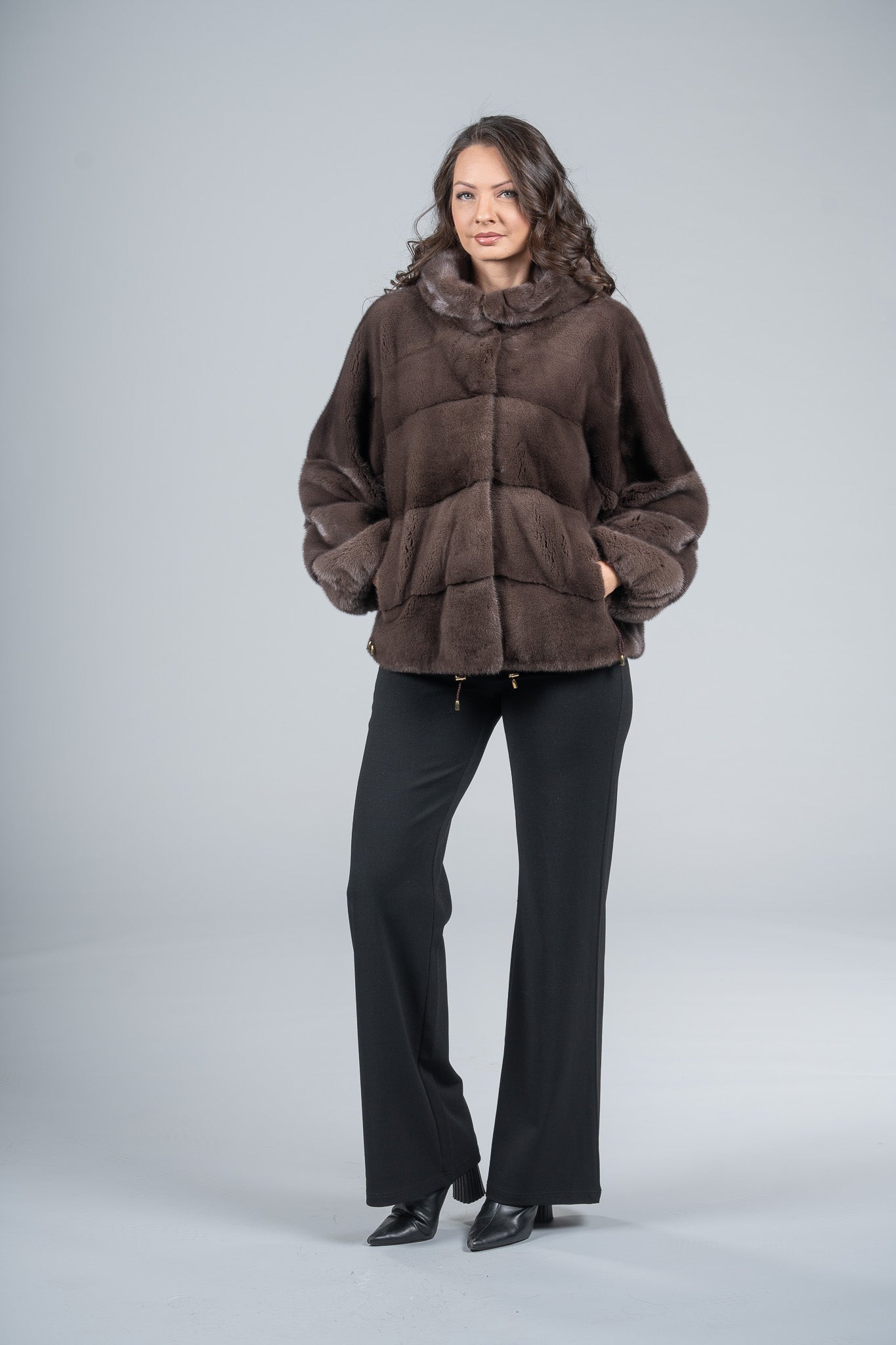Wood Mink Jacket with Hood
