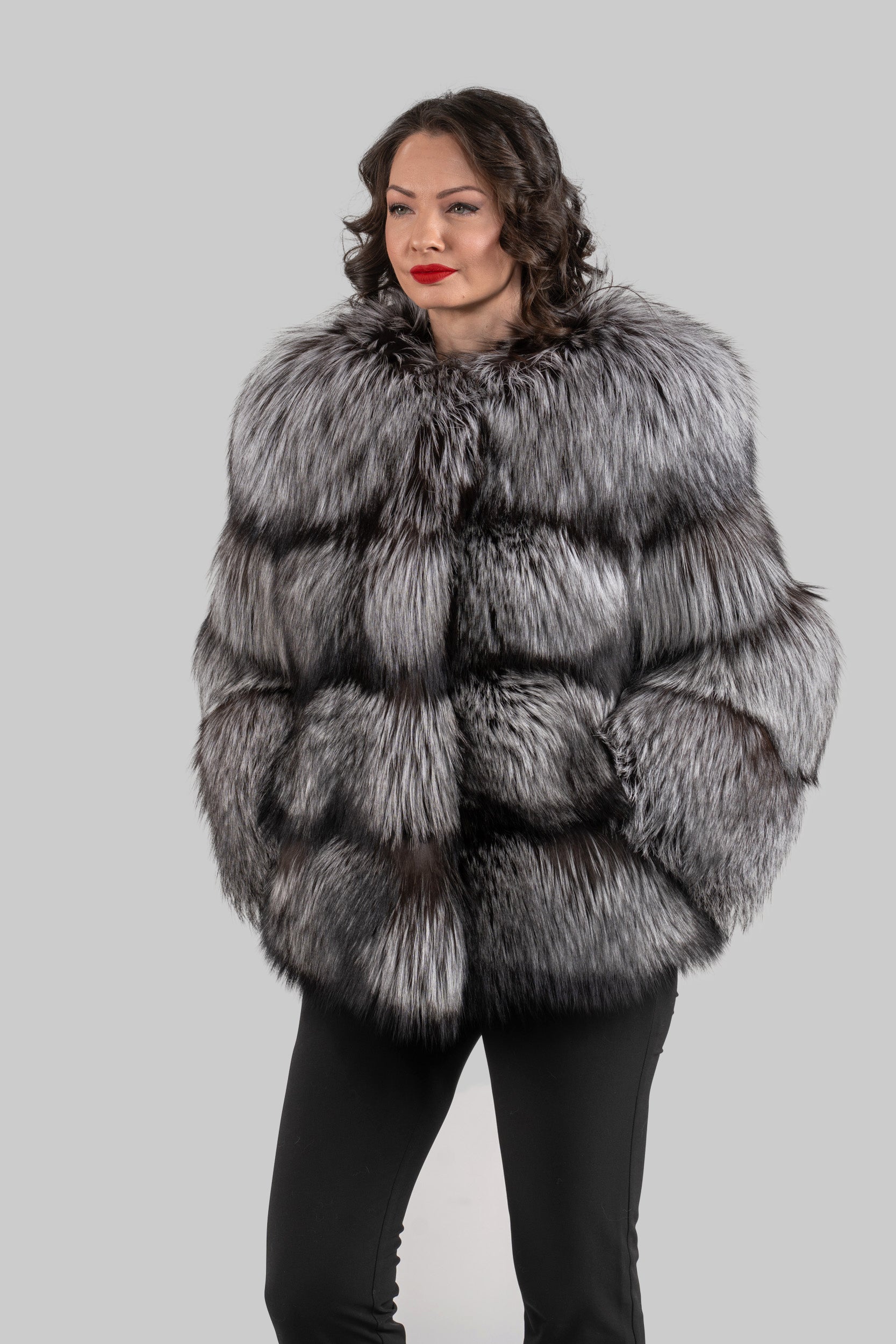Silver Fox Collarless Jacket
