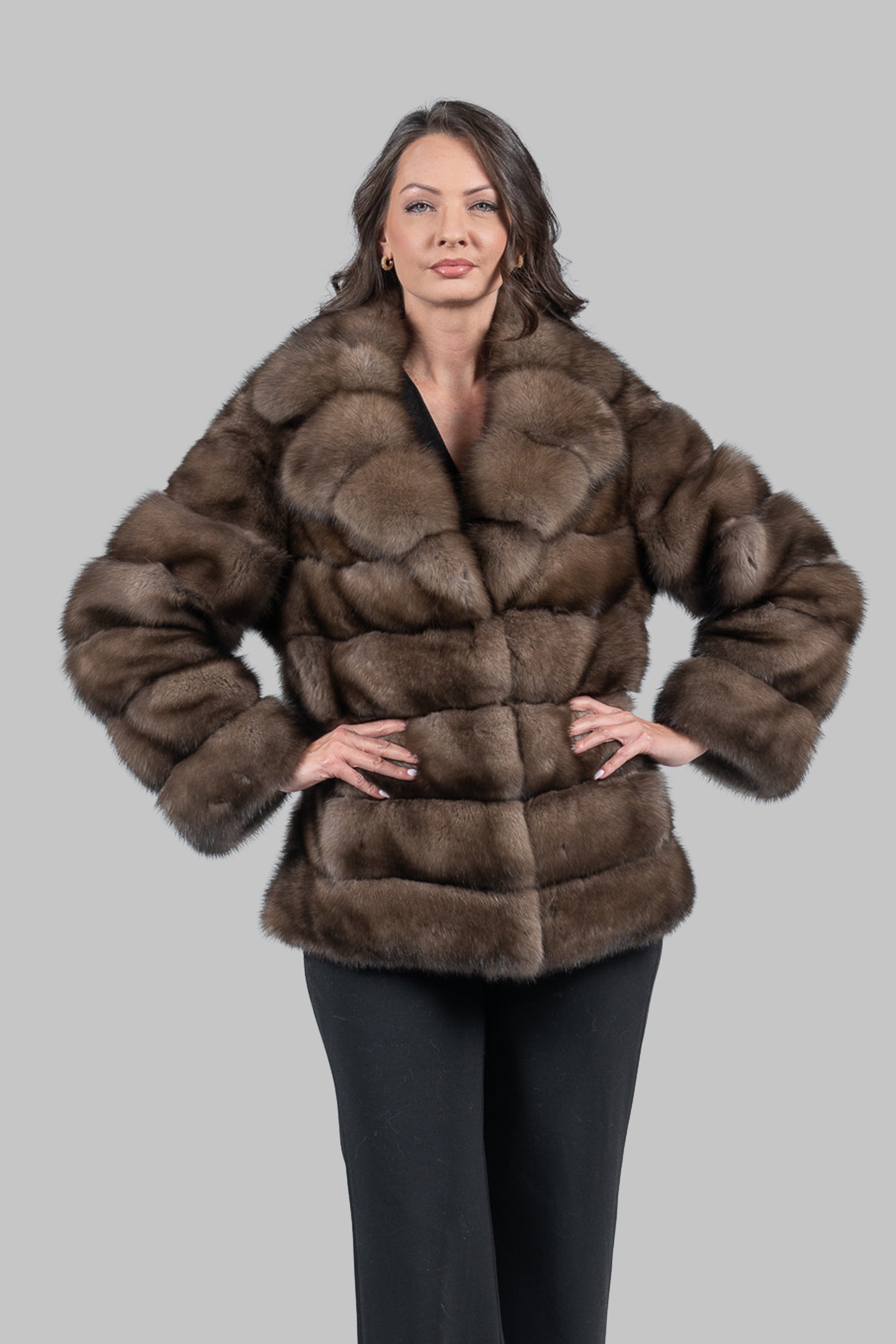 Sable Fur Jacket with Notch Collar