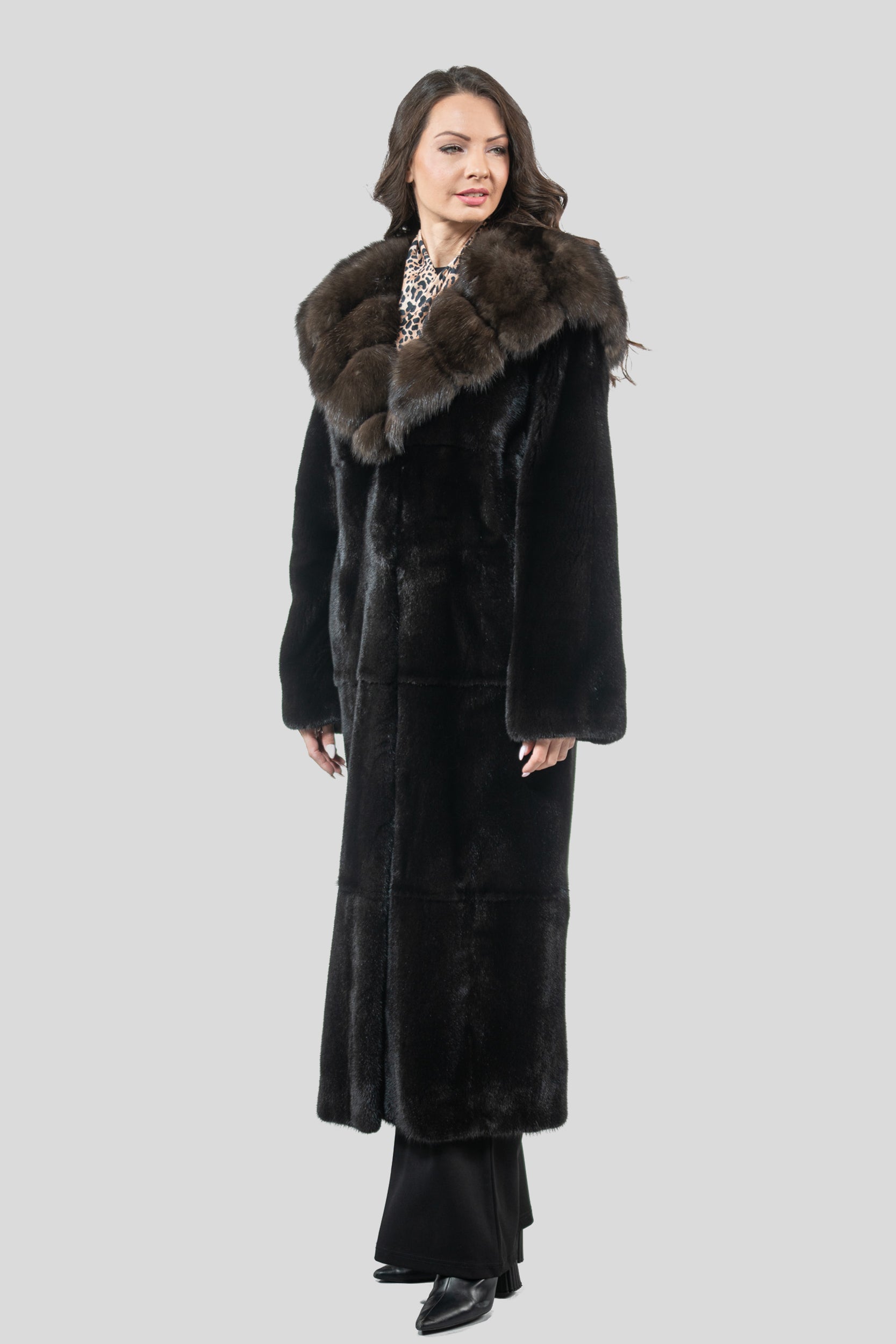 Blackgalama Mink Coat with Russian Sable Hood