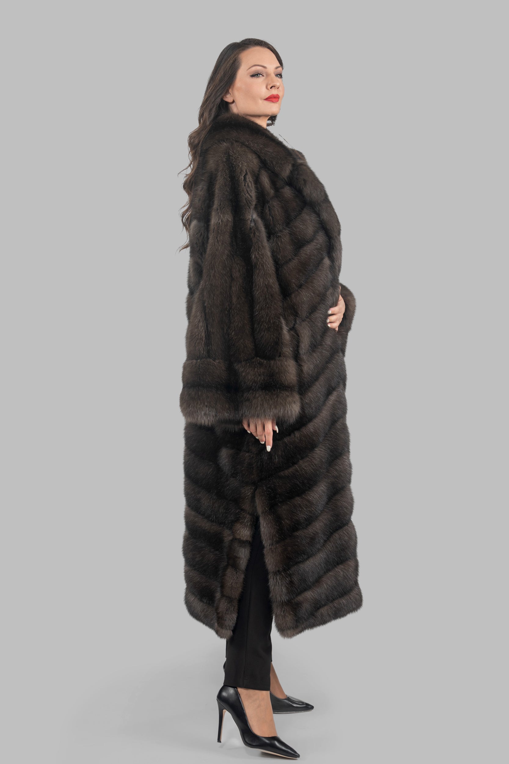 Dark Russian Sable Coat with Let Out Sleeves