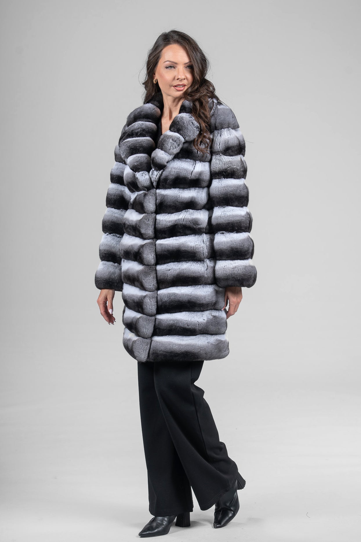 Chinchilla Half Coat with Notch Collar