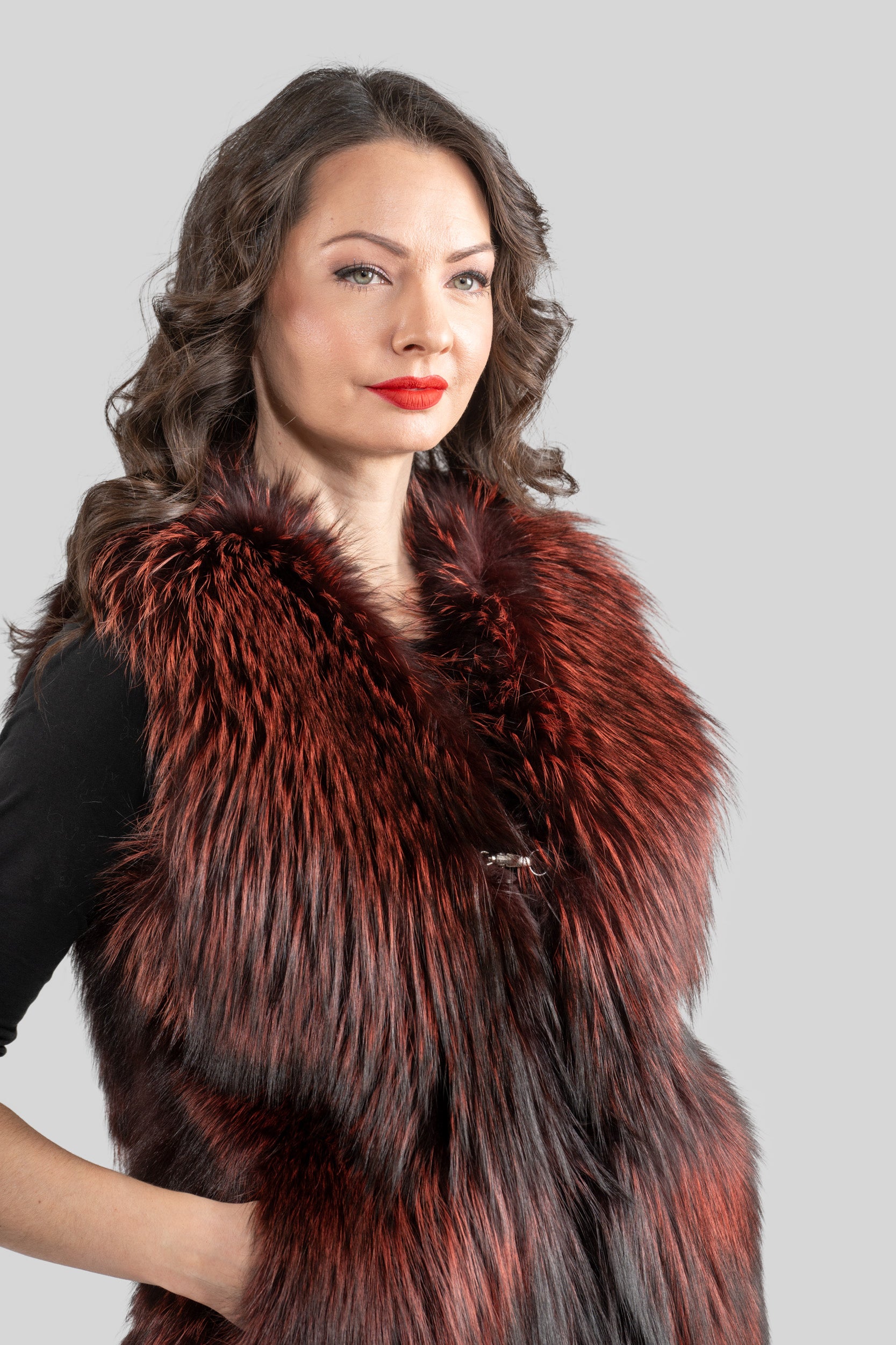 Bordeaux Fox Fur Vest