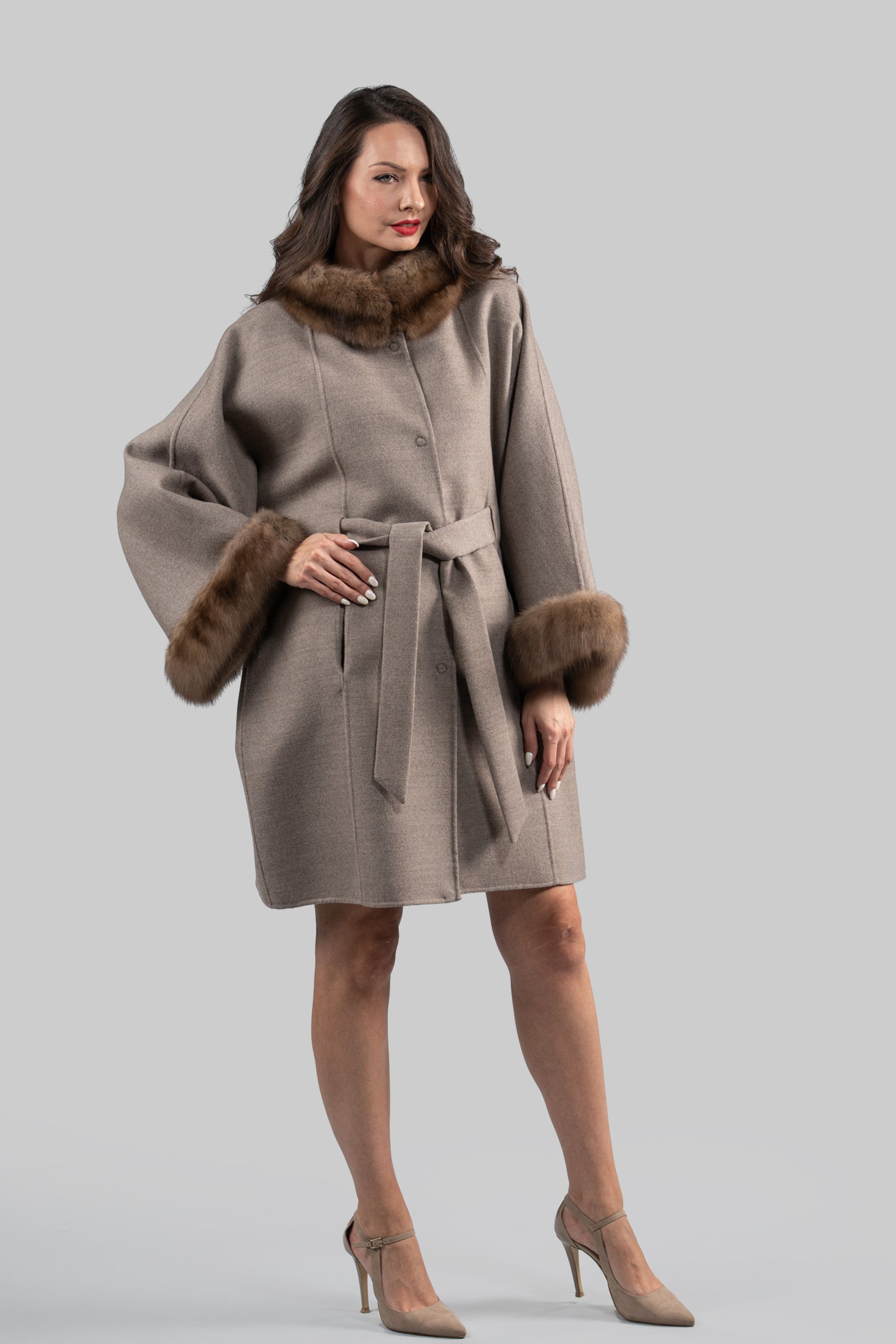 Gray Brown Cashmere Cape
