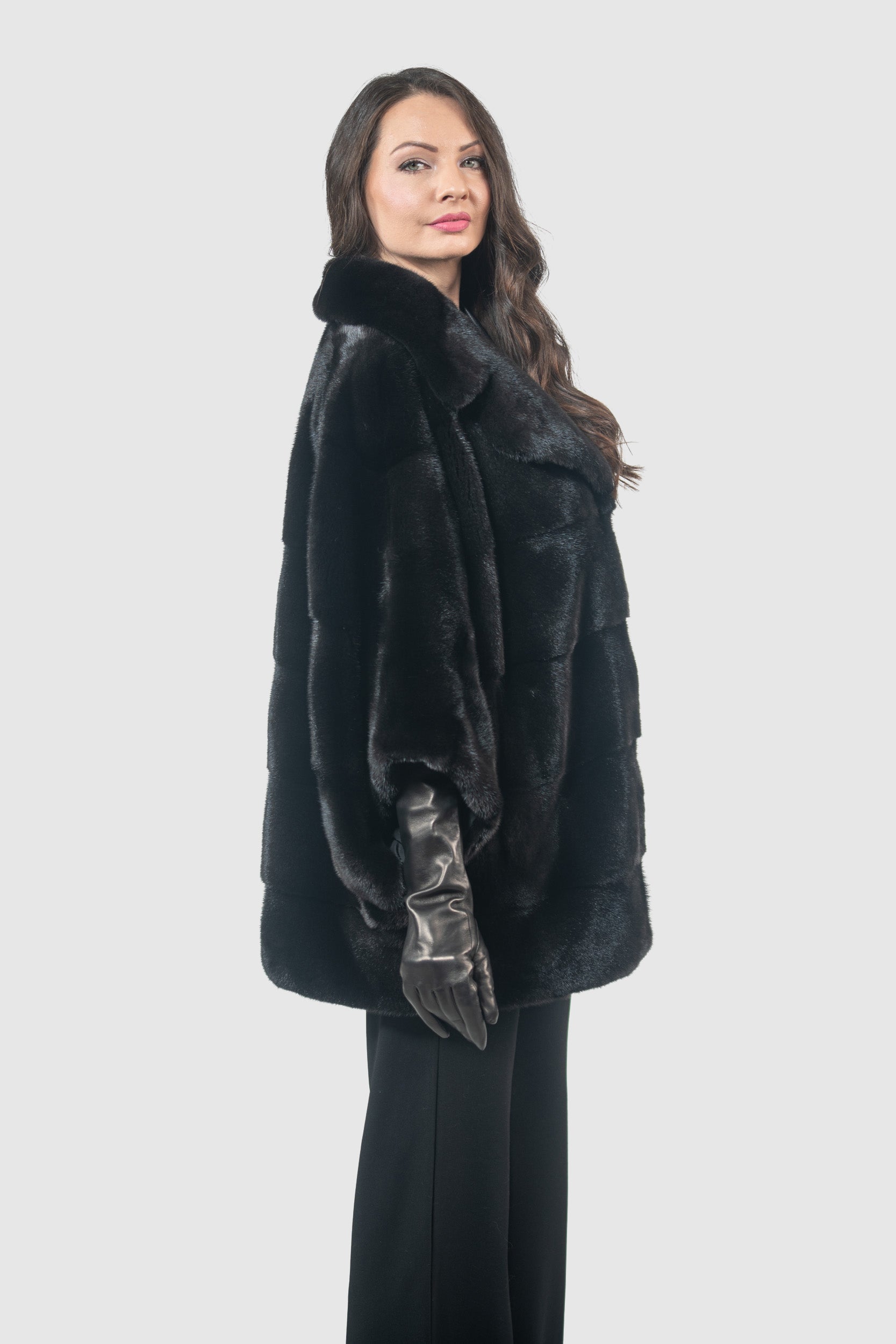 Blackglama Mink Cape with Notch Collar
