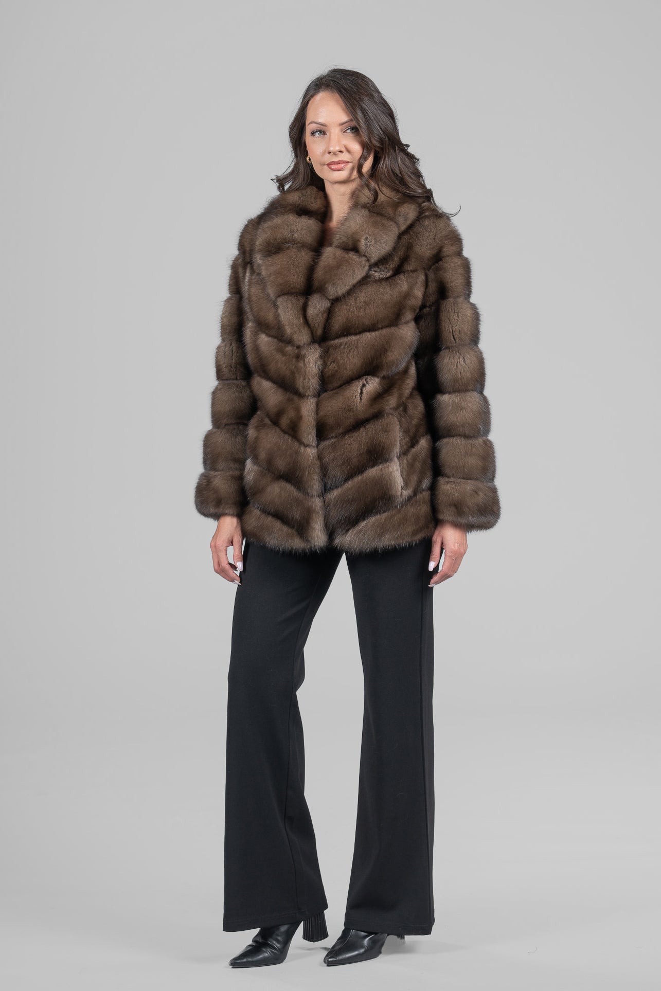 Platino Russian Sable Half Coat with Shawl Collar
