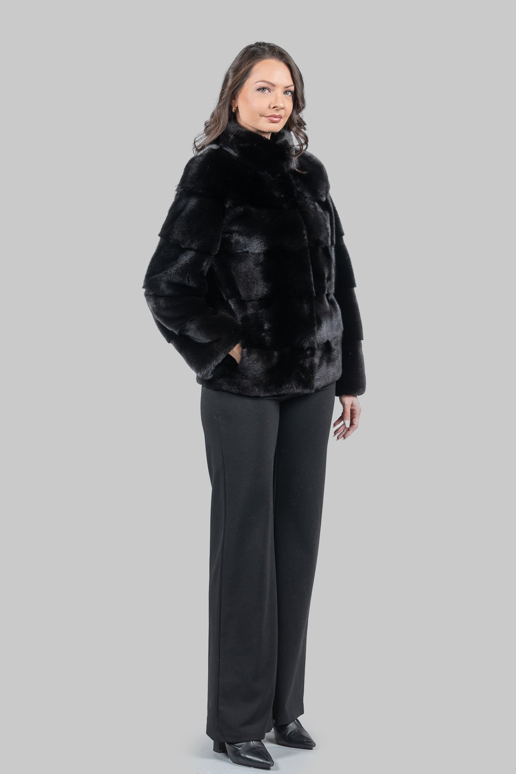 Blackglama Mink Jacket with Stand Collar