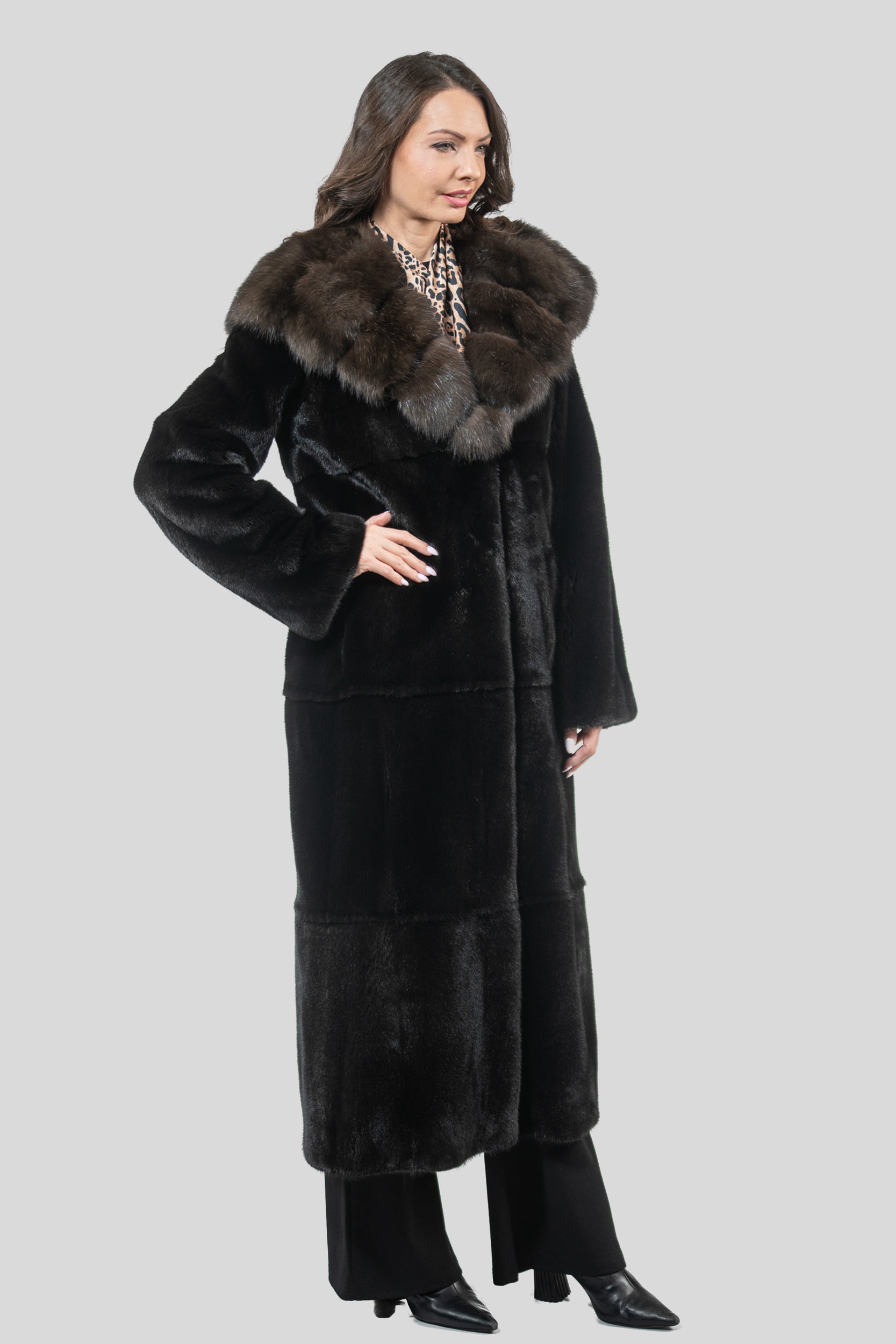 Blackgalama Mink Coat with Russian Sable Hood