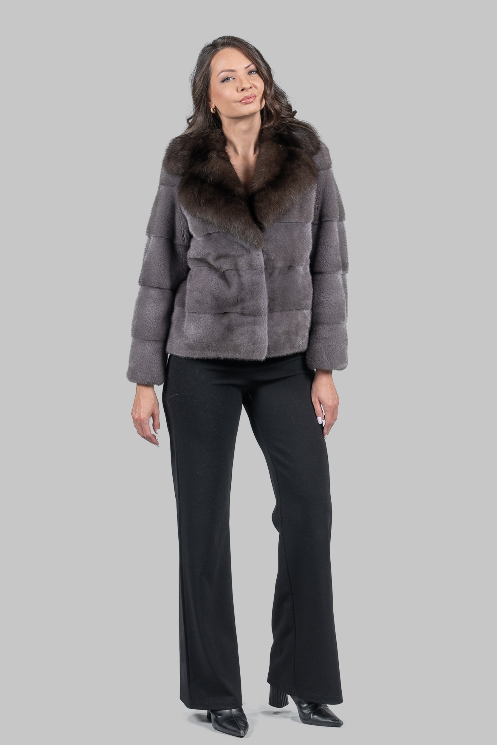 Grey Moon Mink Jacket with Russian Sable Collar