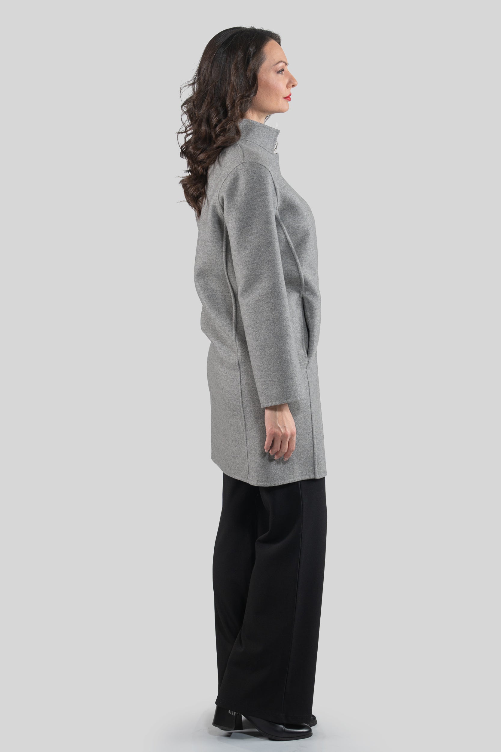 Grey Cashmere Half Coat