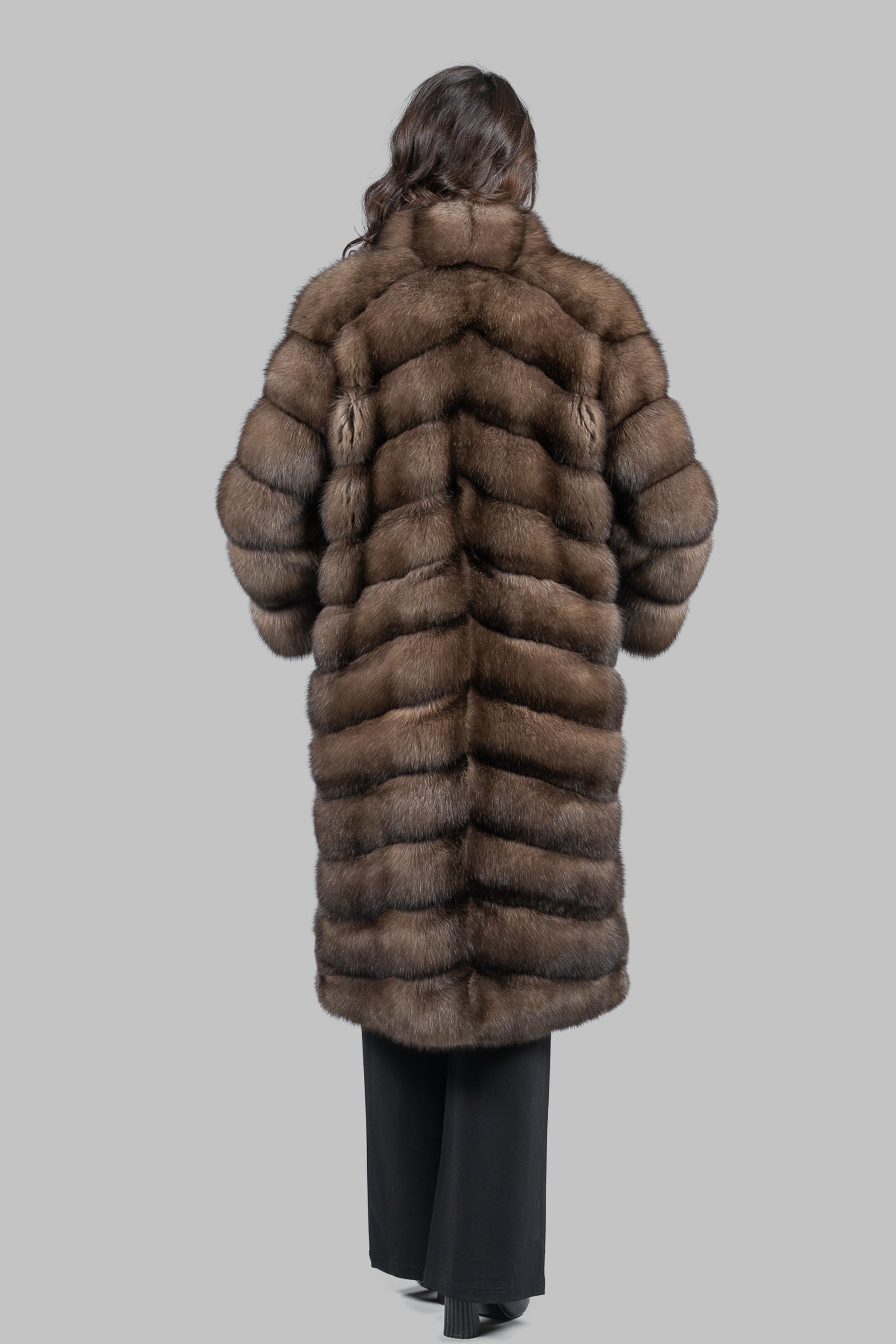 Platino Russian Sable Long Coat with Smoking Collar