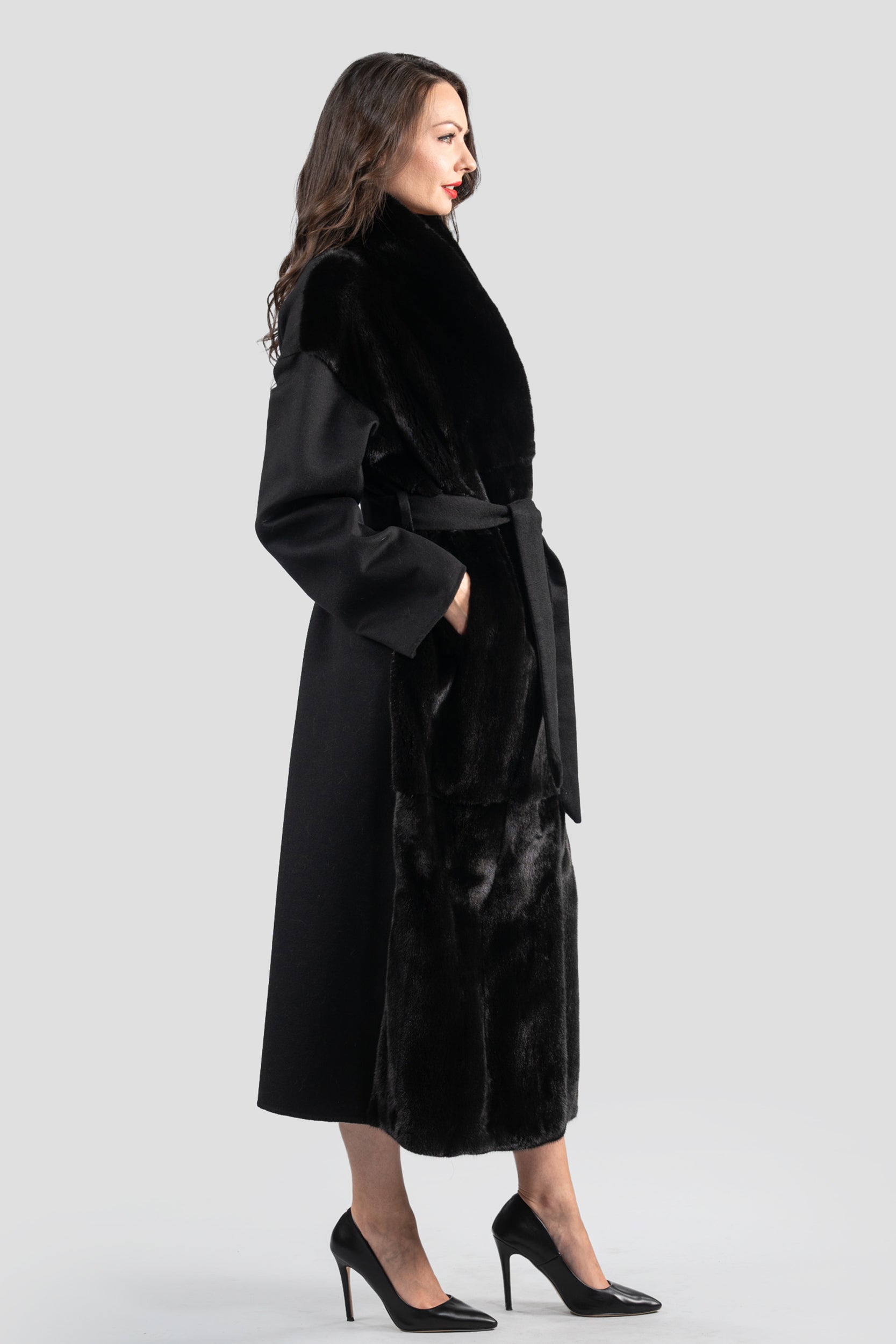 Black Cashmere Coat with Blackglama Mink Trim