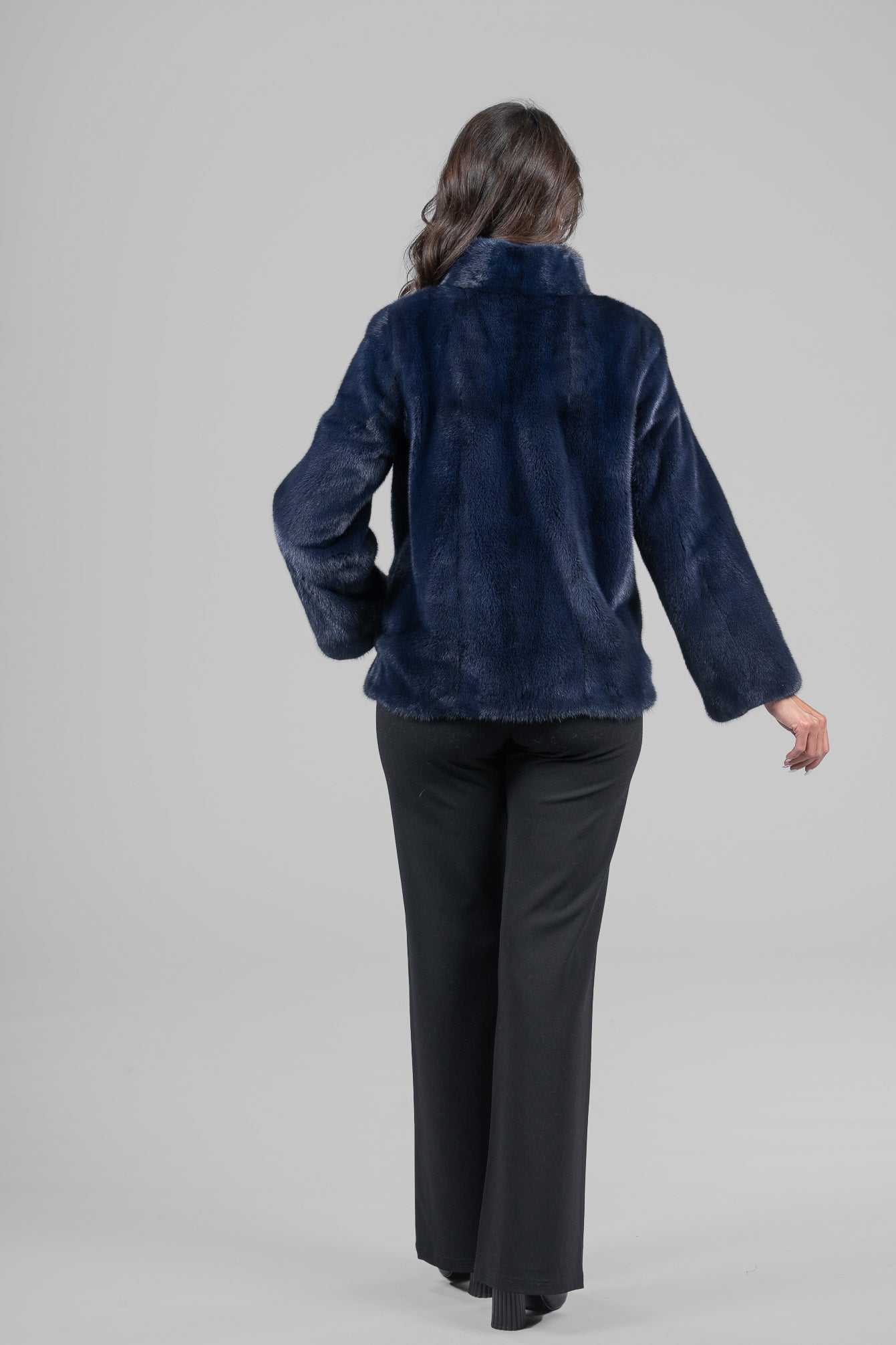 Purple Mink Fur Jacket with Stand Collar