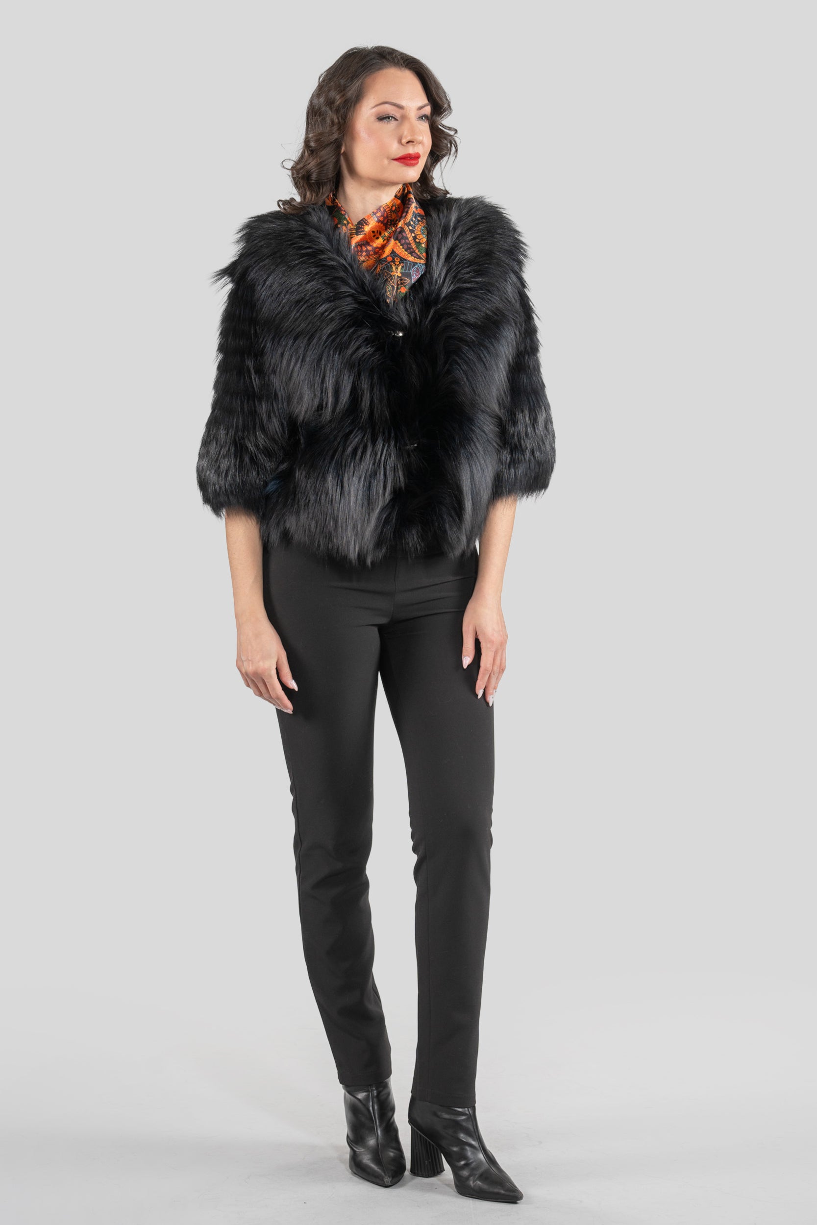 Blue-Black Fox Fur Jacket