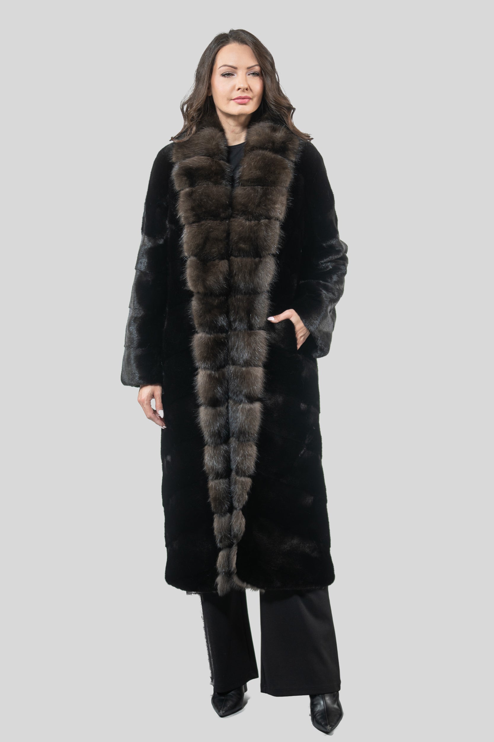 Blackglama Mink Coat With Russian Sable Trim