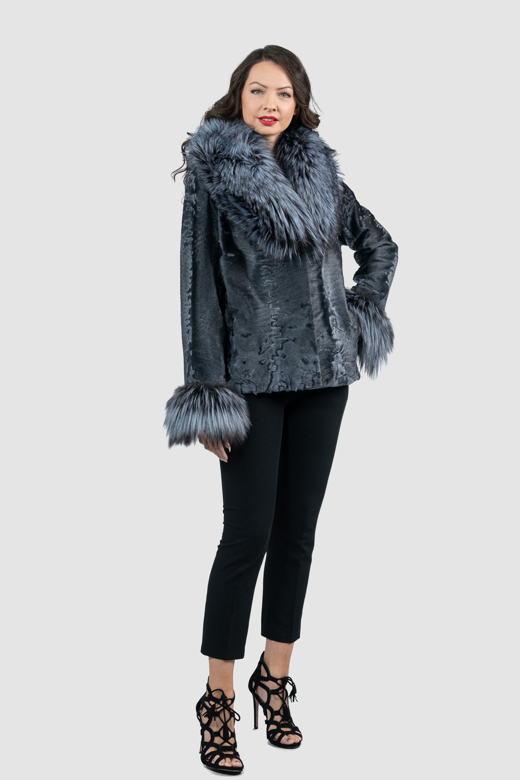 Asphalto Swakara Jacket with Fox Trim