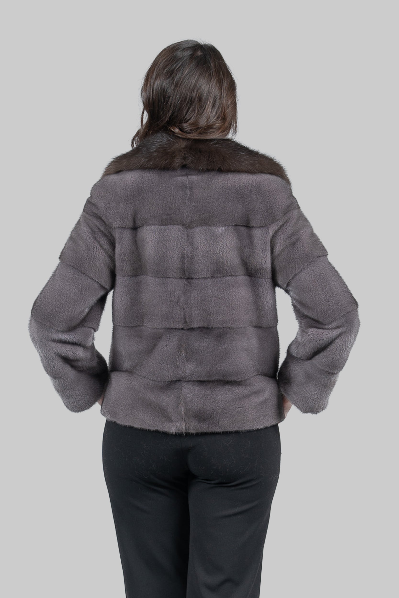 Grey Moon Mink Jacket with Russian Sable Collar