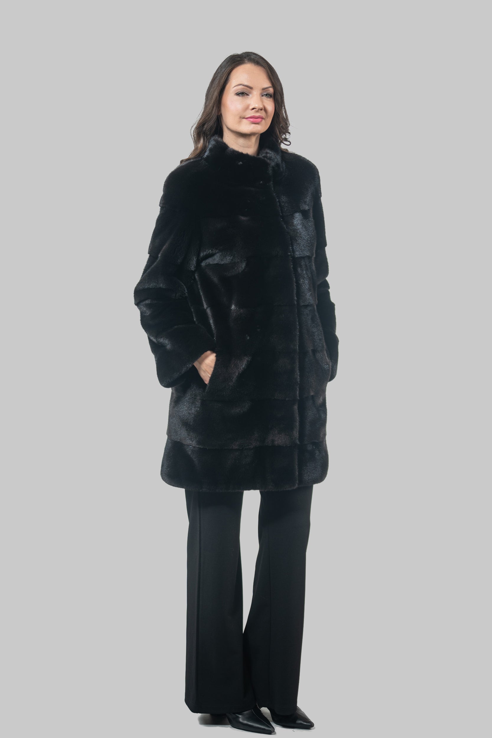 Blackglama Mink Half Coat With Stand Collar