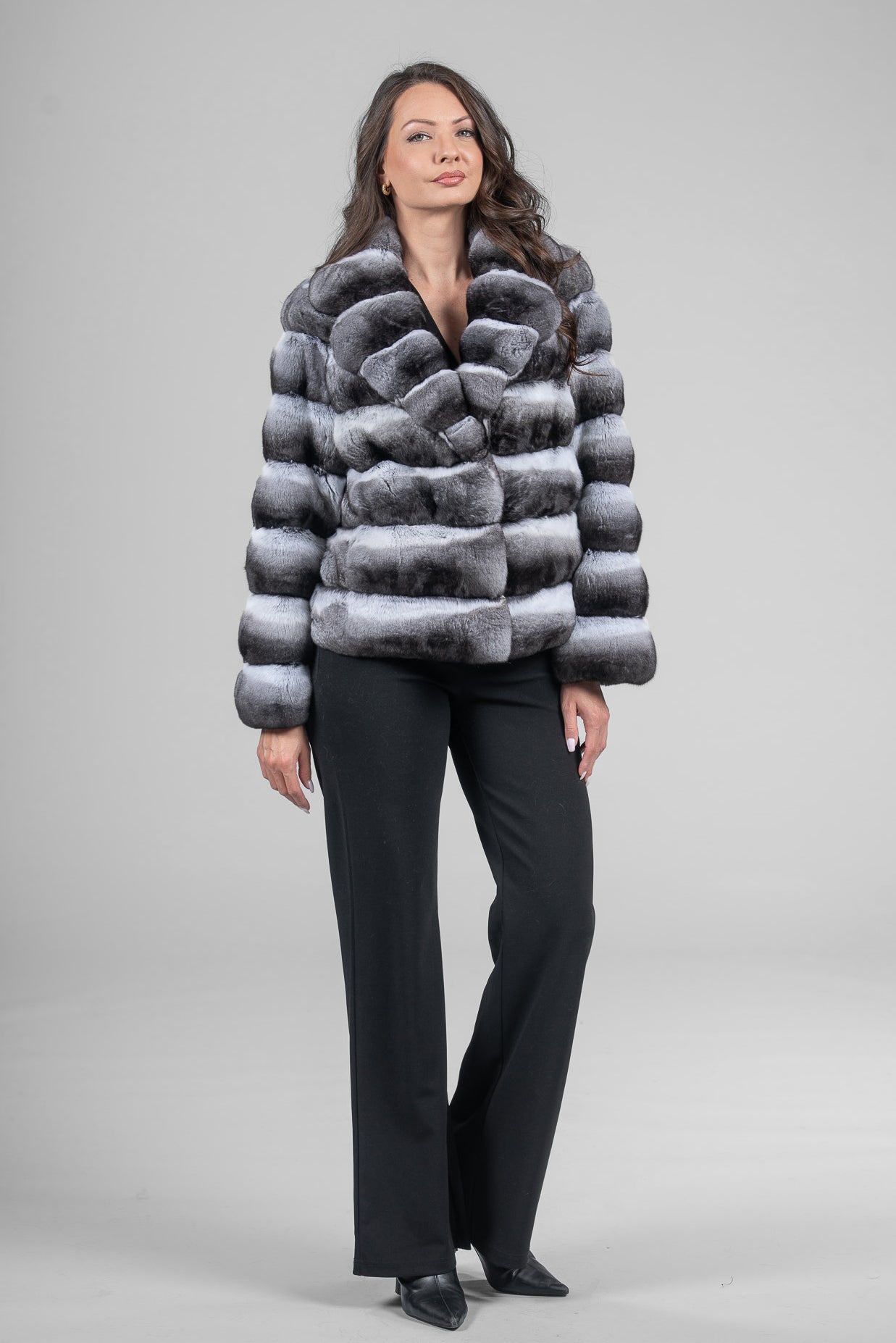 Chinchilla Jacket with Notch Collar