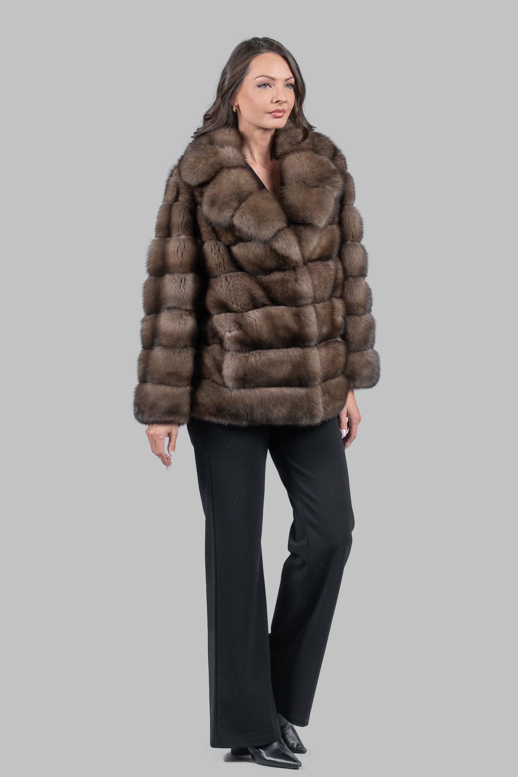 Sable Fur Jacket with Notch Collar