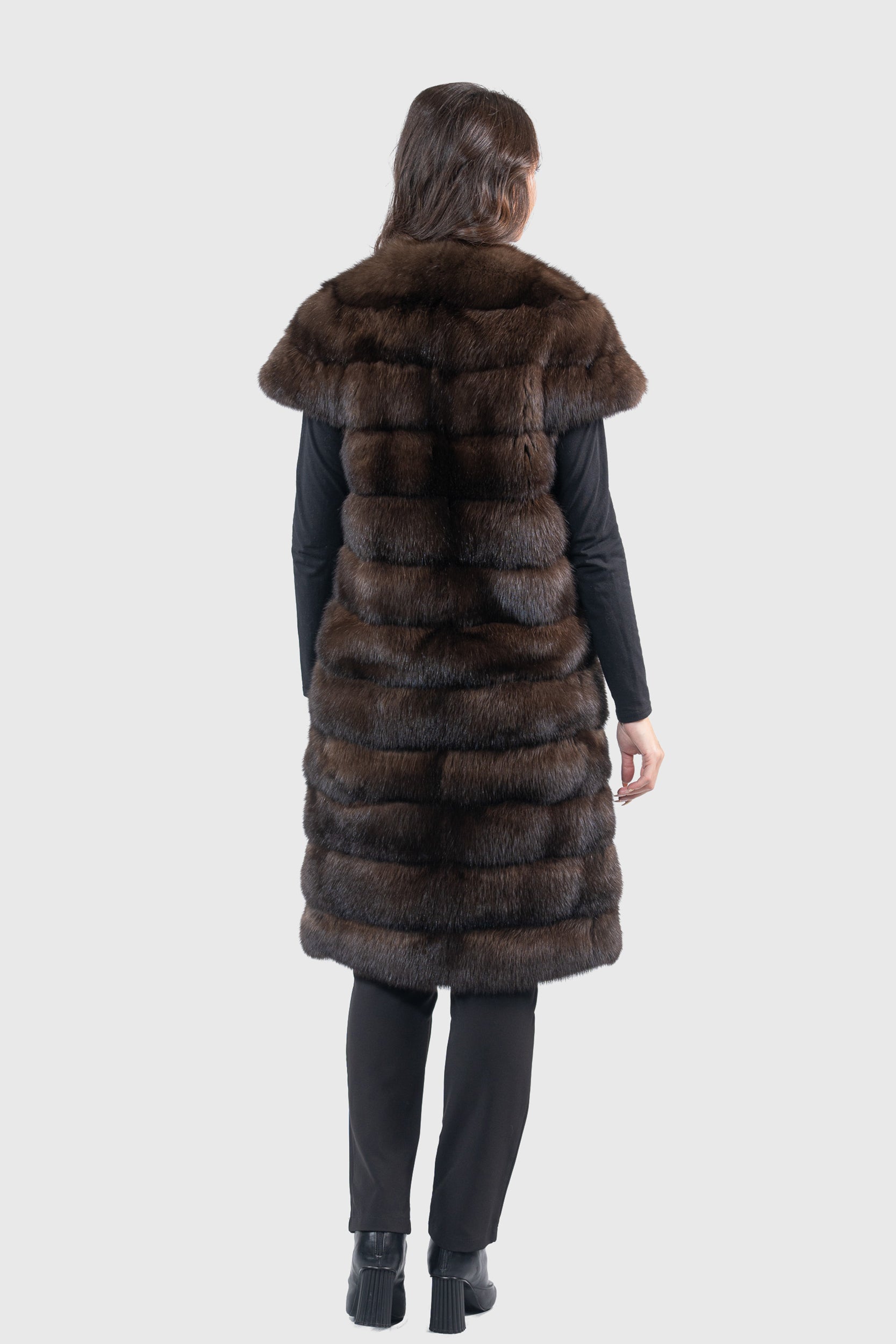 Collarless Dark Russian Sable Vest