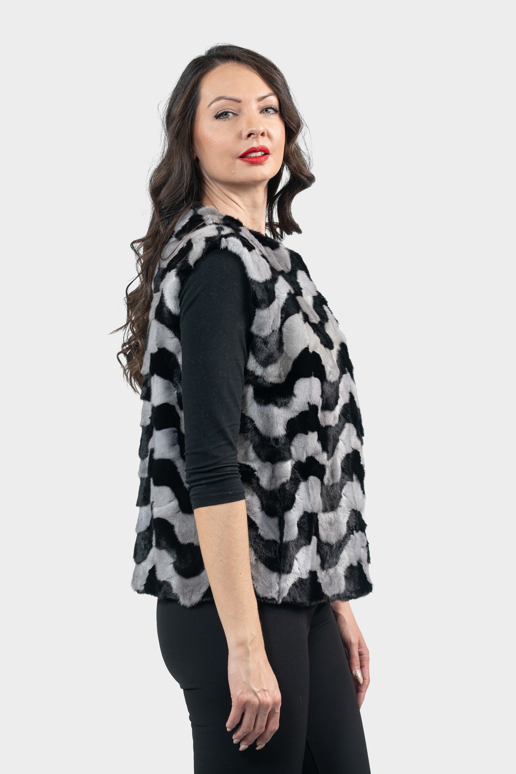 Multicolor Mink Pieced Vest