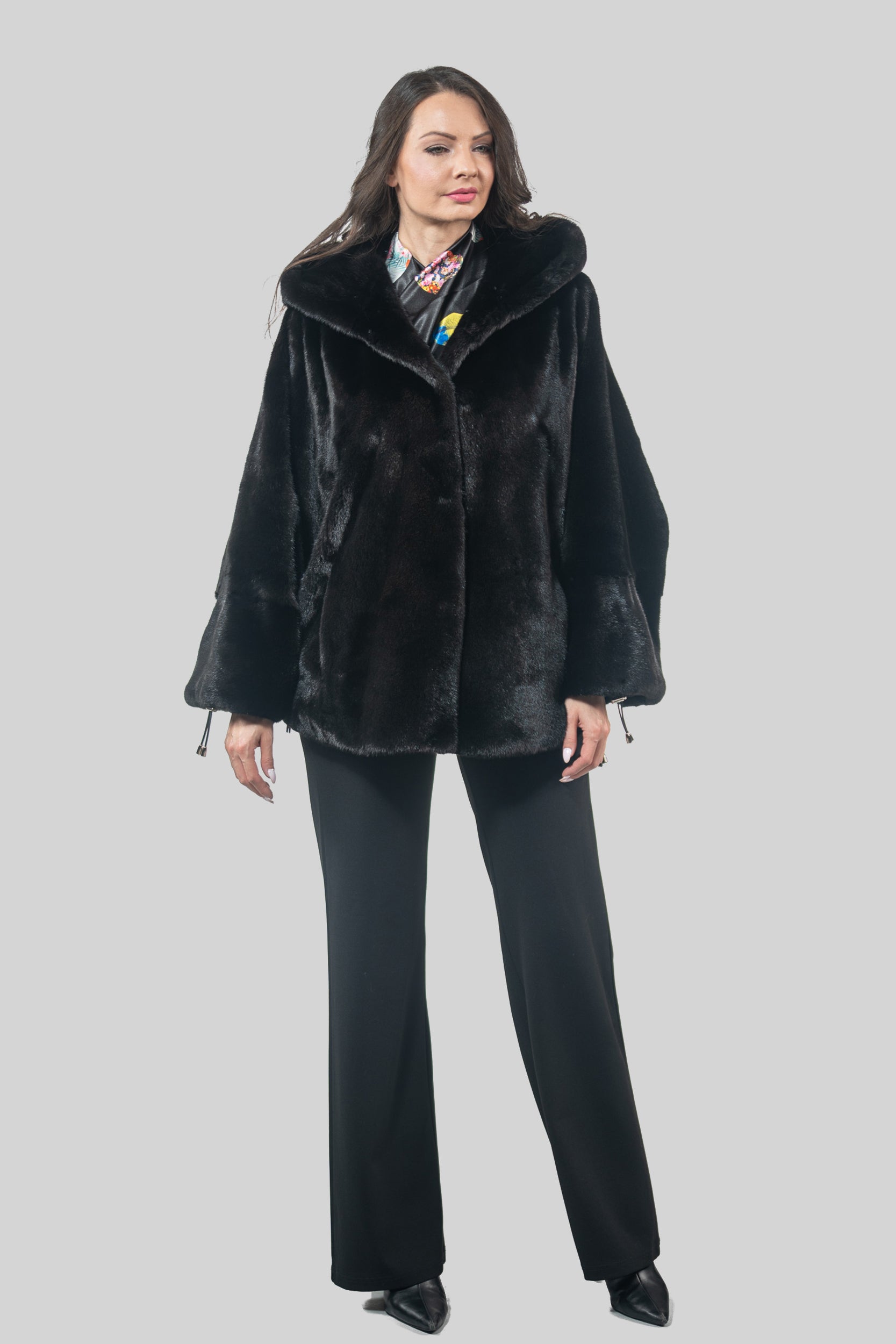 Black Mink Jacket with Hood