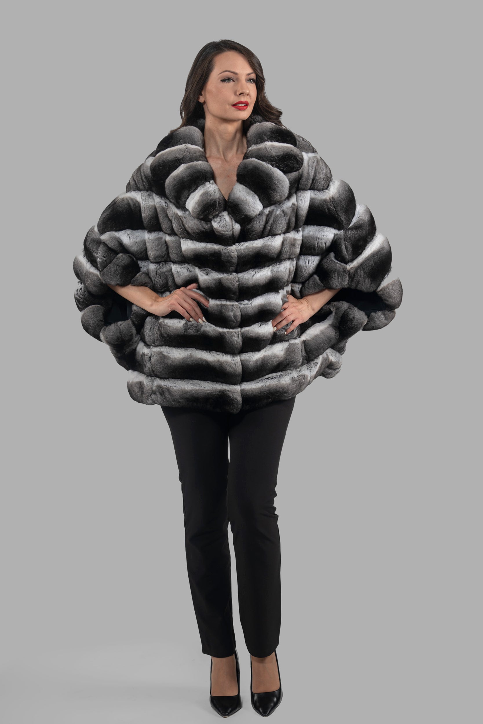 Chinchilla Cape with Notch Collar