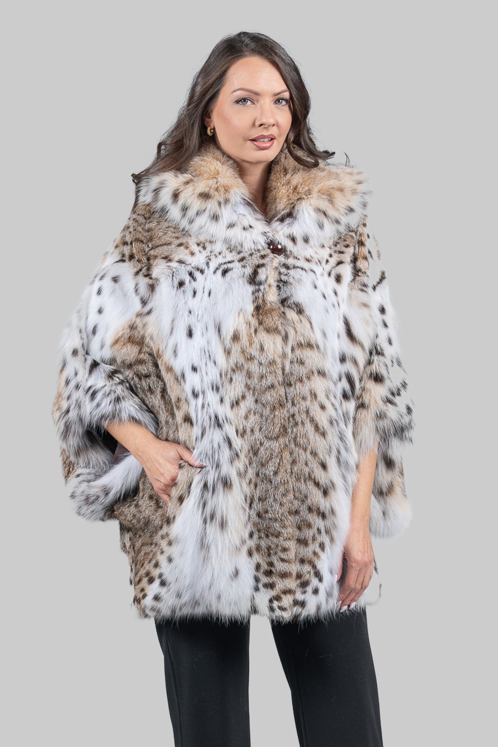 White Bobcat Hooded Cape