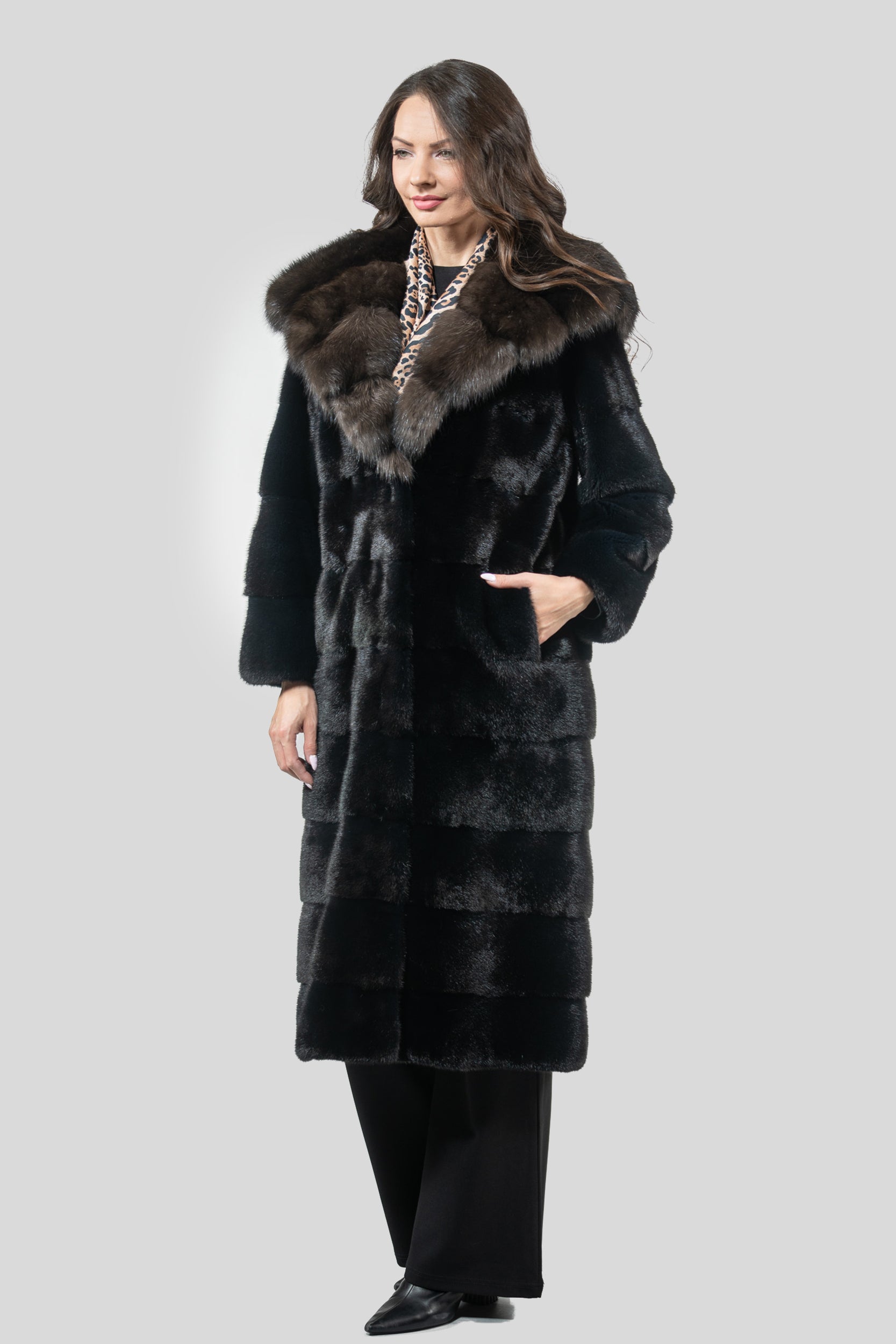 Blackgalama Mink Coat With Russian Sable Hood