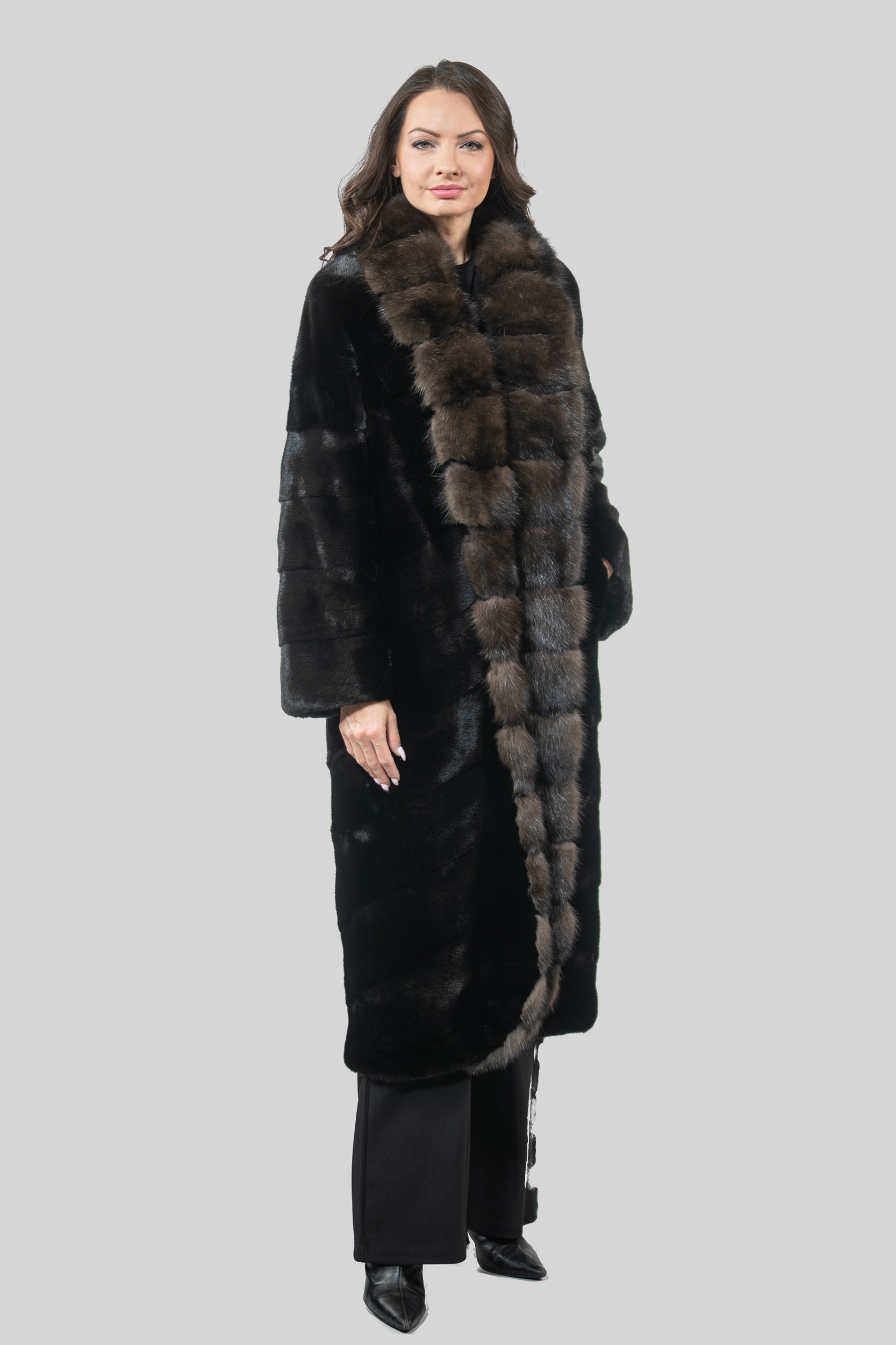 Blackglama Mink Coat With Russian Sable Trim