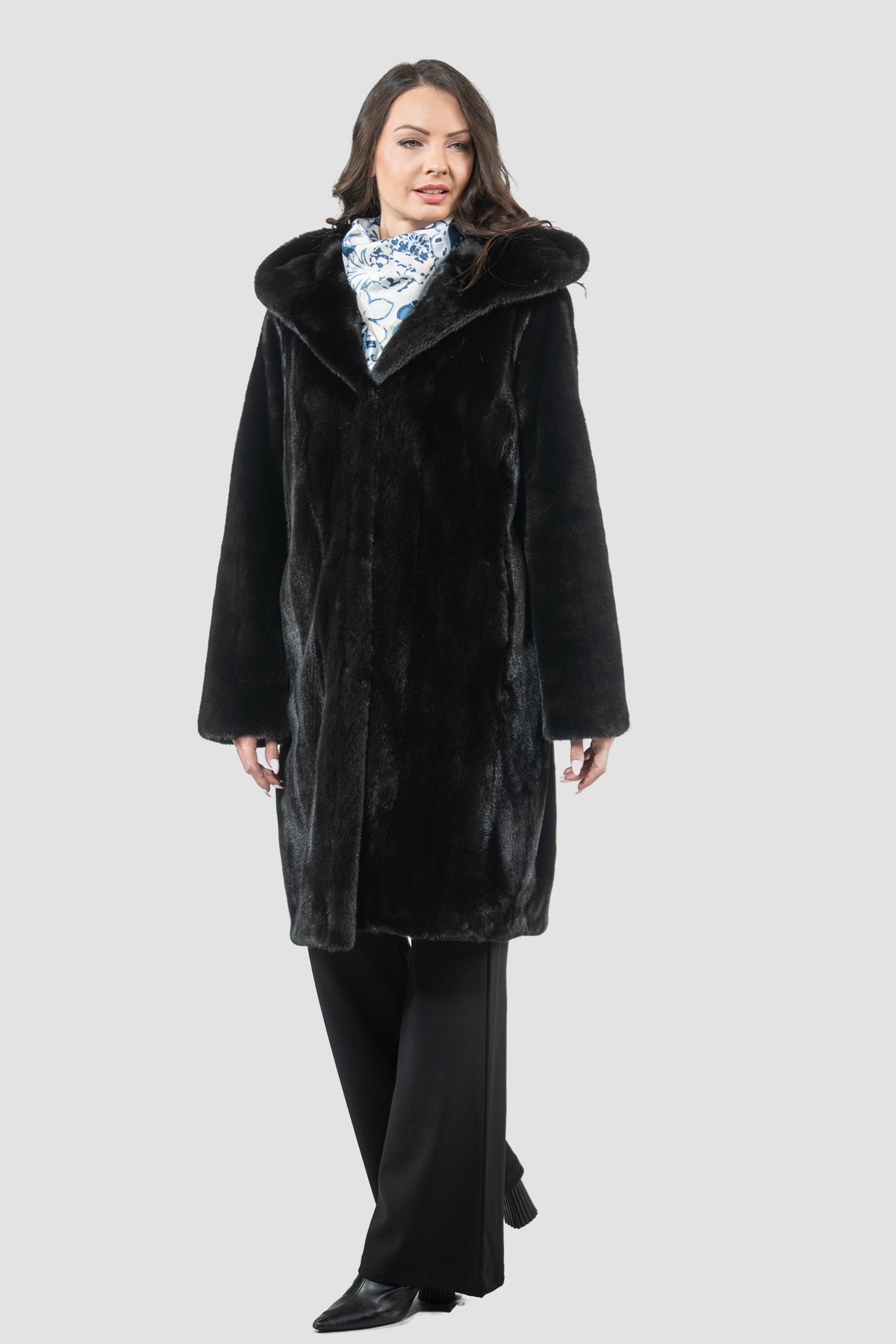 Blackgalama Mink Hooded Half Coat