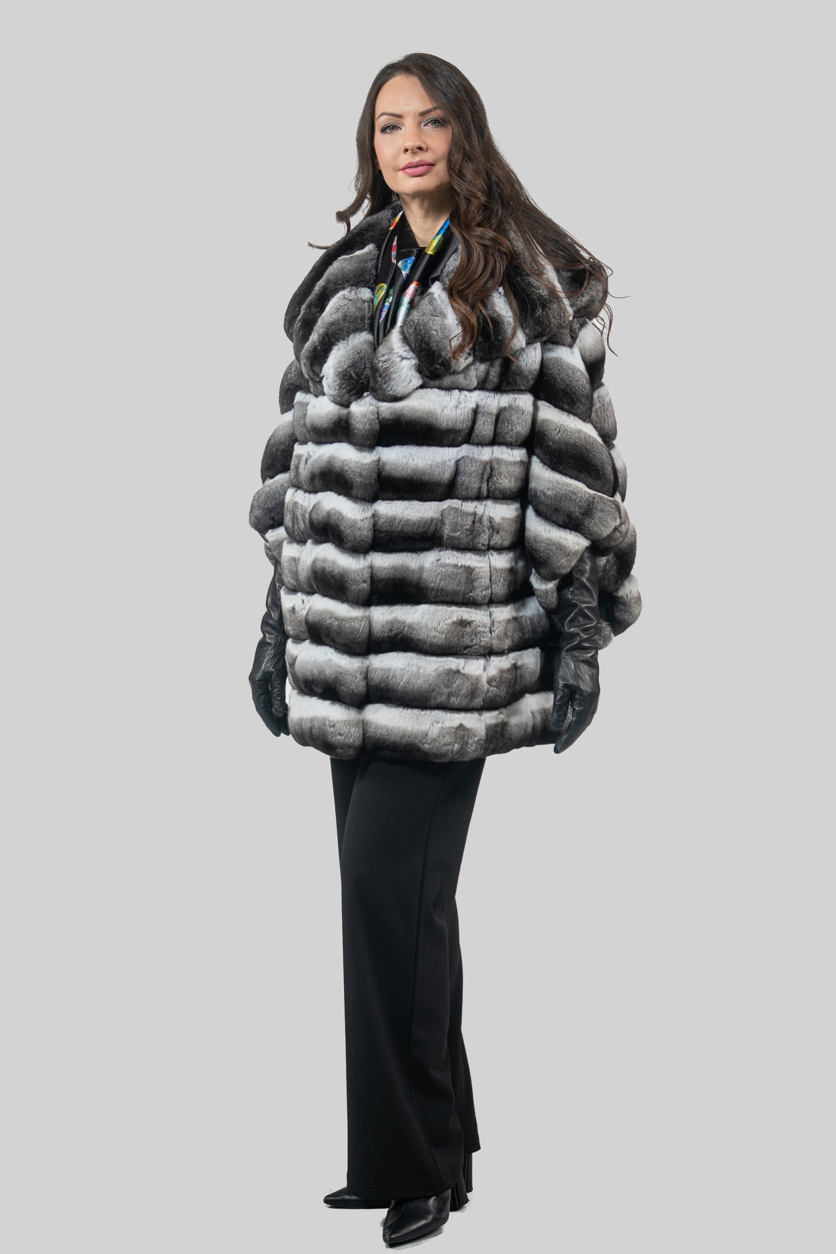 Chinchilla Hooded Cape