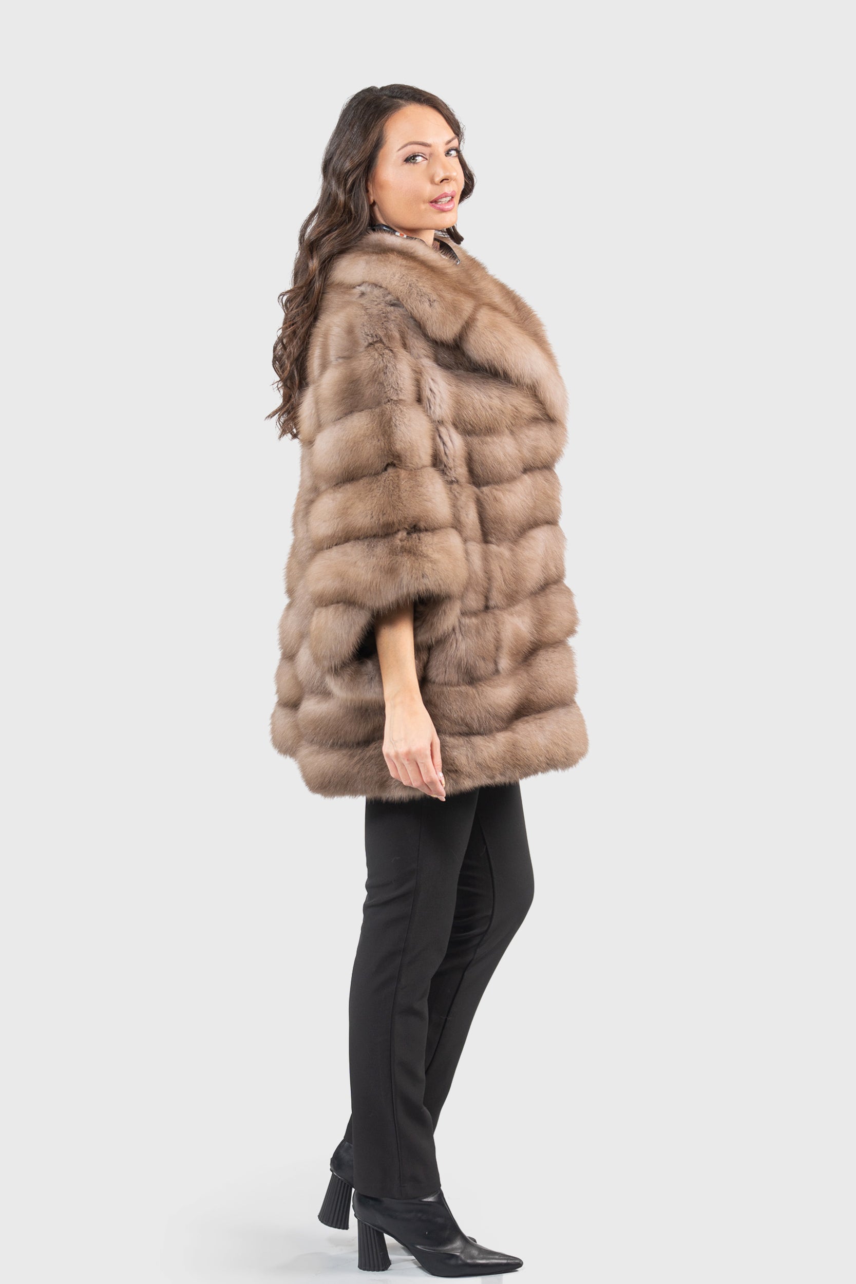 Graphite Baumarten Cape with Notch Collar