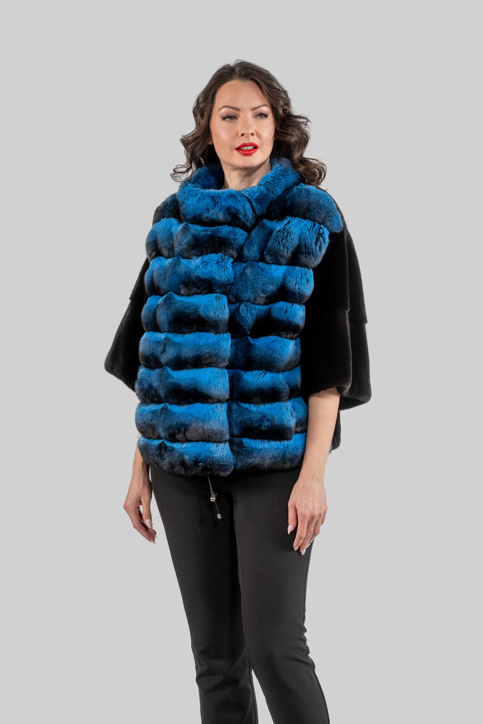 Bluejean Chinchilla Short Jacket with Blackglama Mink Trim