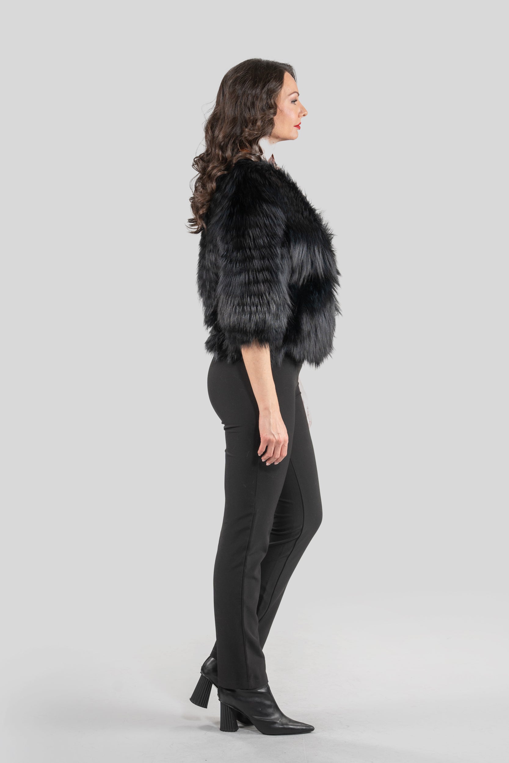 Blue-Black Fox Fur Jacket