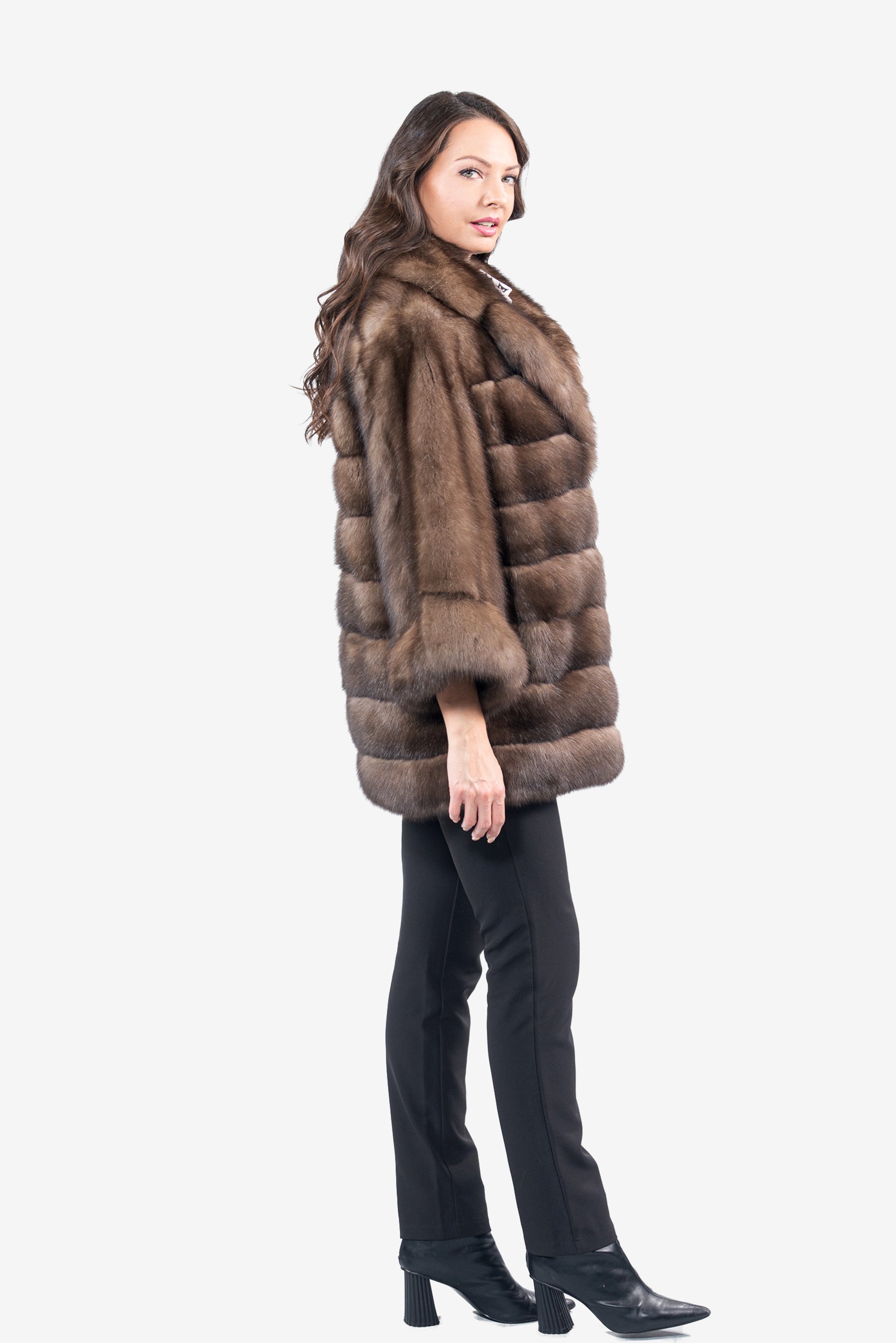 Platino Russian Sable Half Coat with Notch Color and Let Out Sleeves