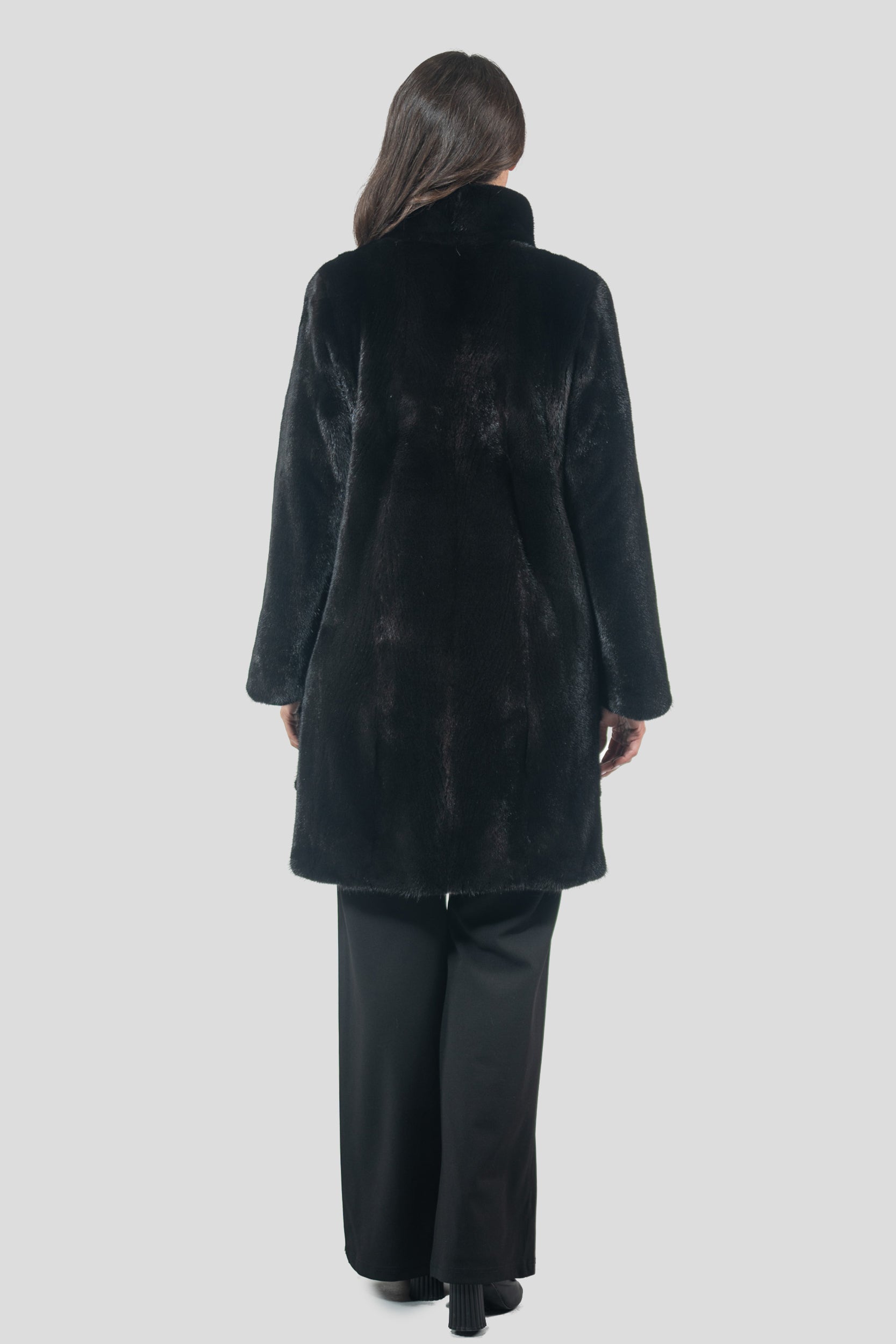 Blackglama Mink Half Coat With Stand Collar & Let Out Back