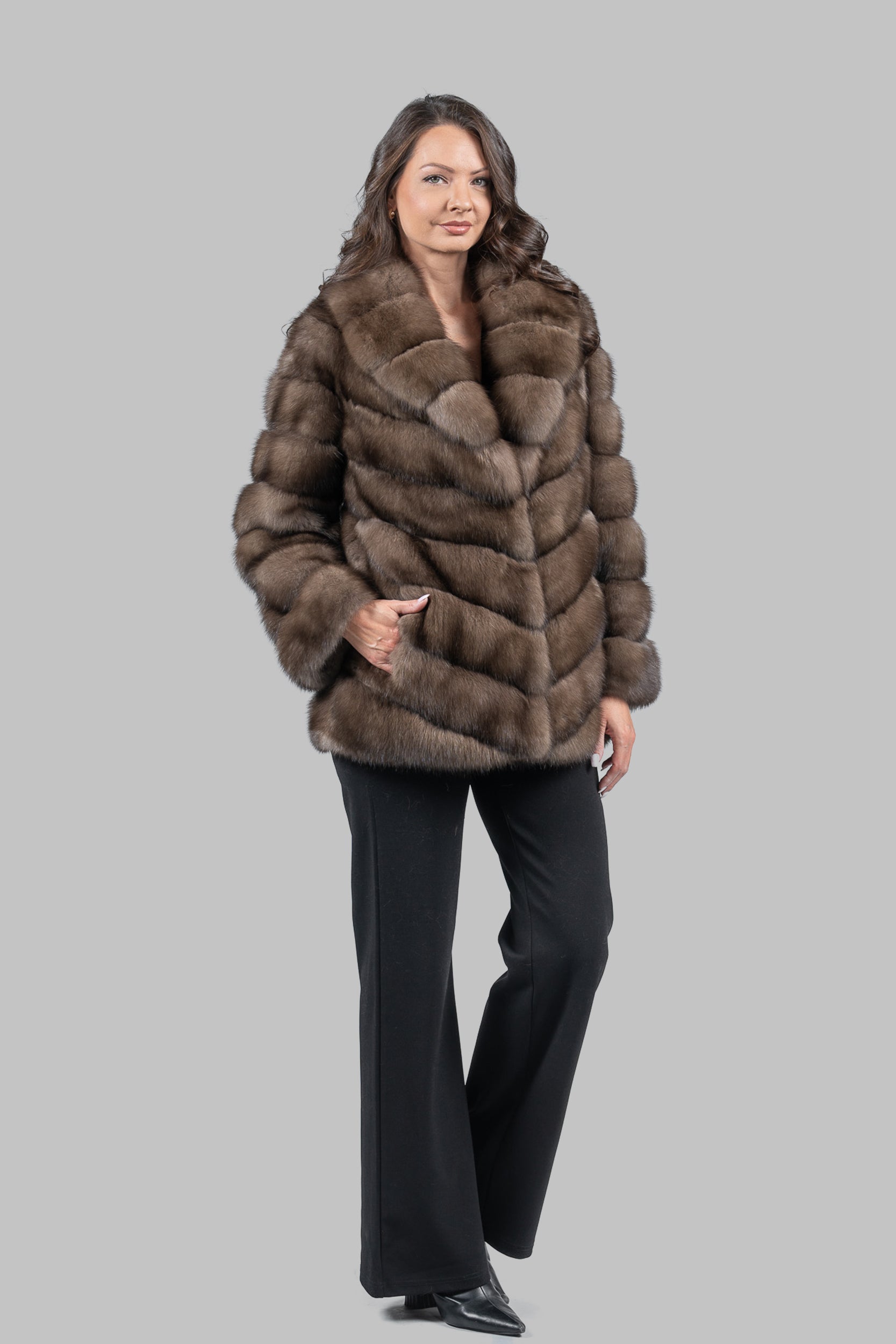 Platino Russian Sable Jacket with Shawl Collar