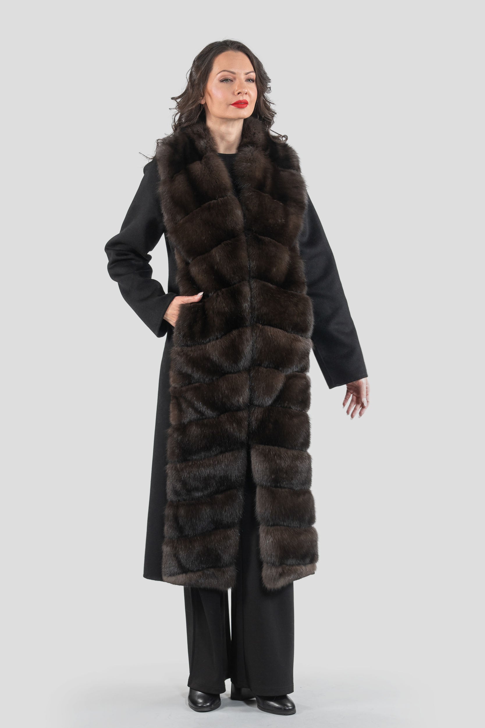 Cashmere Coat with Russian Sable Trim