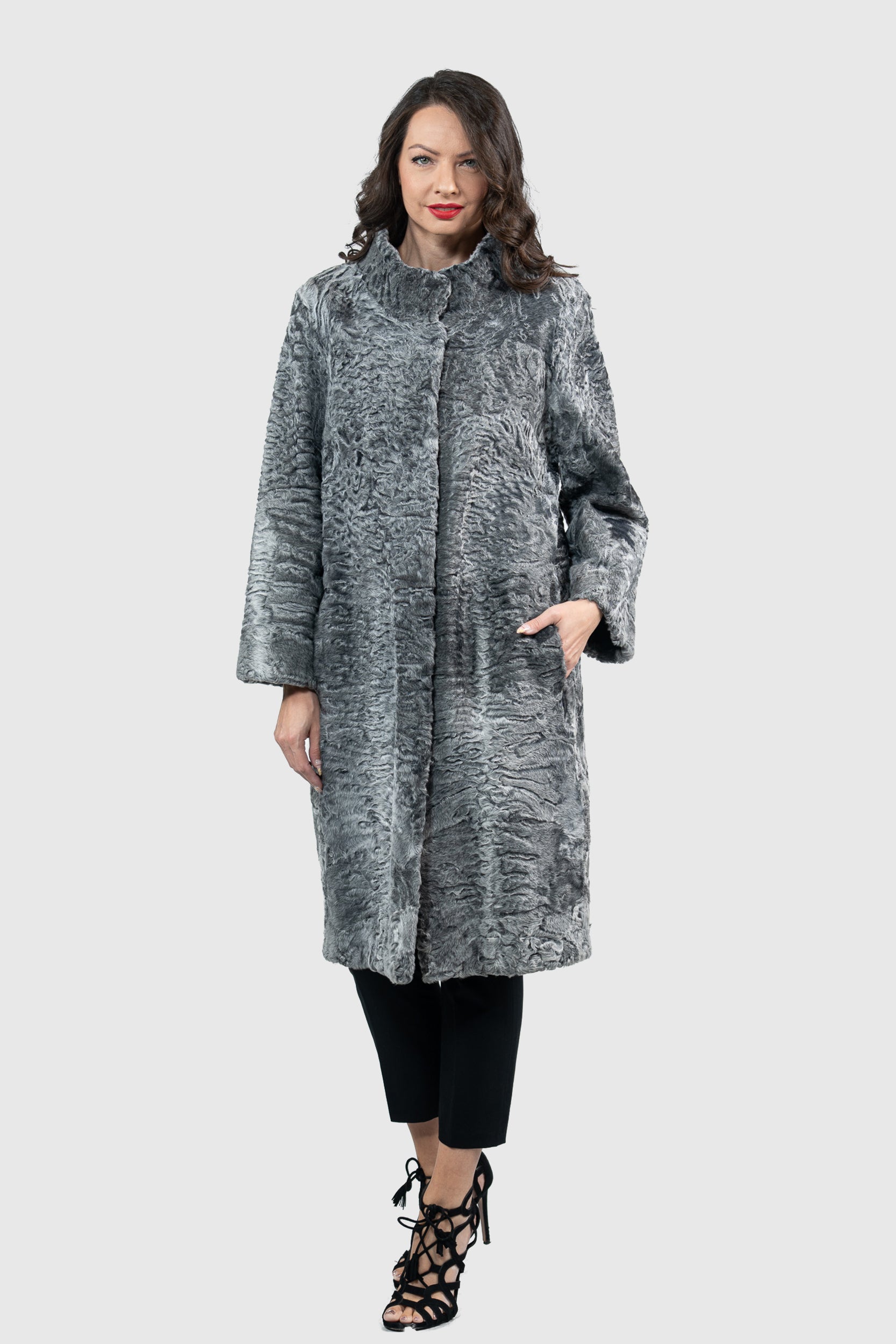 Grey Swakara Half Coat