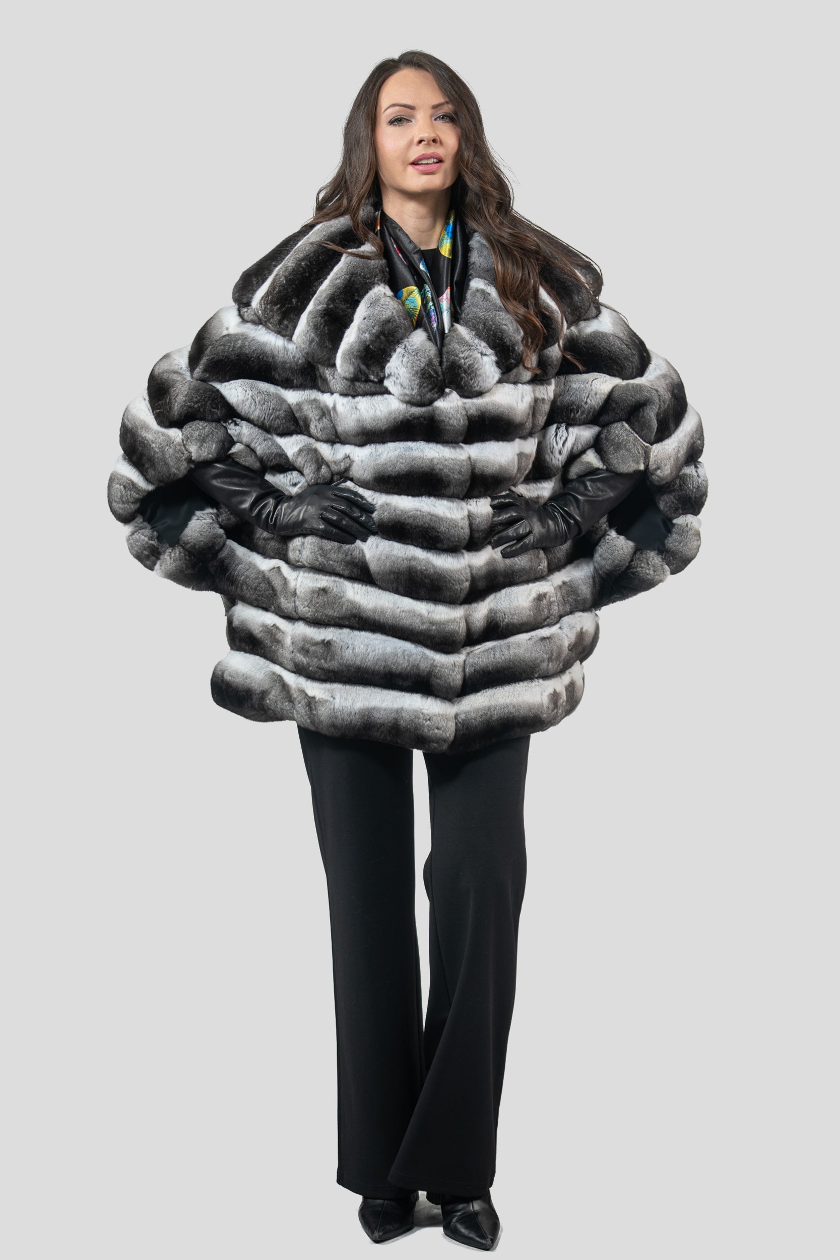 Chinchilla Hooded Cape